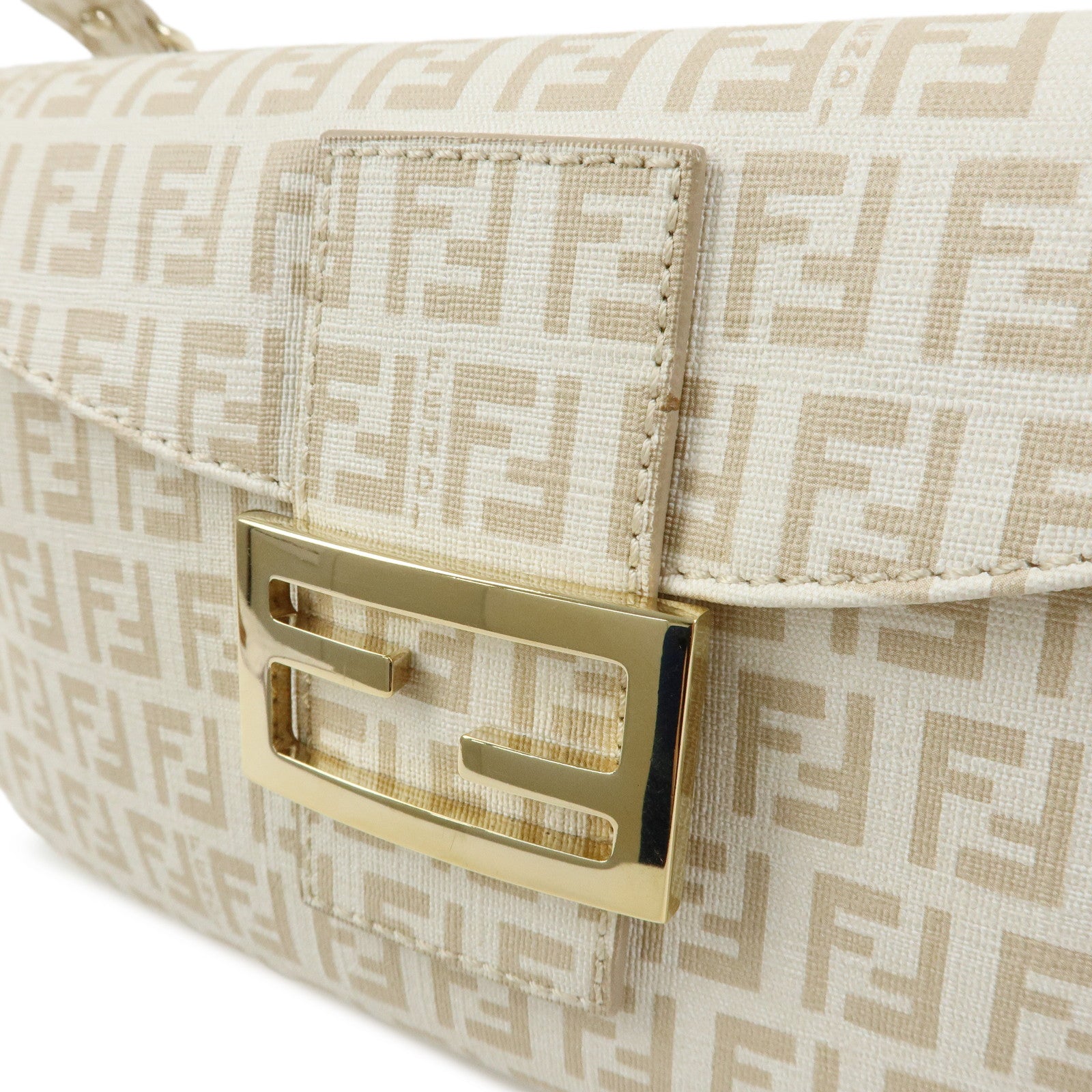 FENDI Zucchino PVC Shoulder Bag Hand Bag Beige 8BR003
