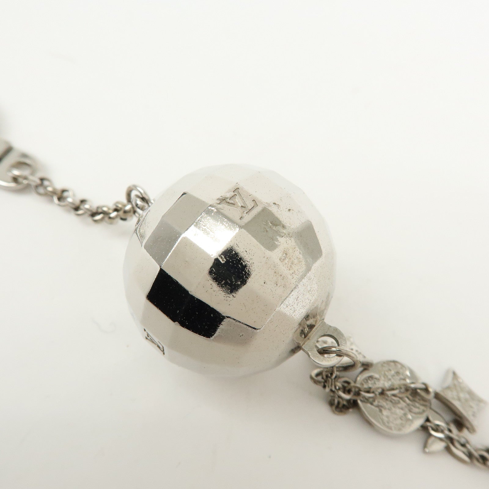 Louis Vuitton Porte Cles Glitter Bag Charm Key Chain Silver M65378