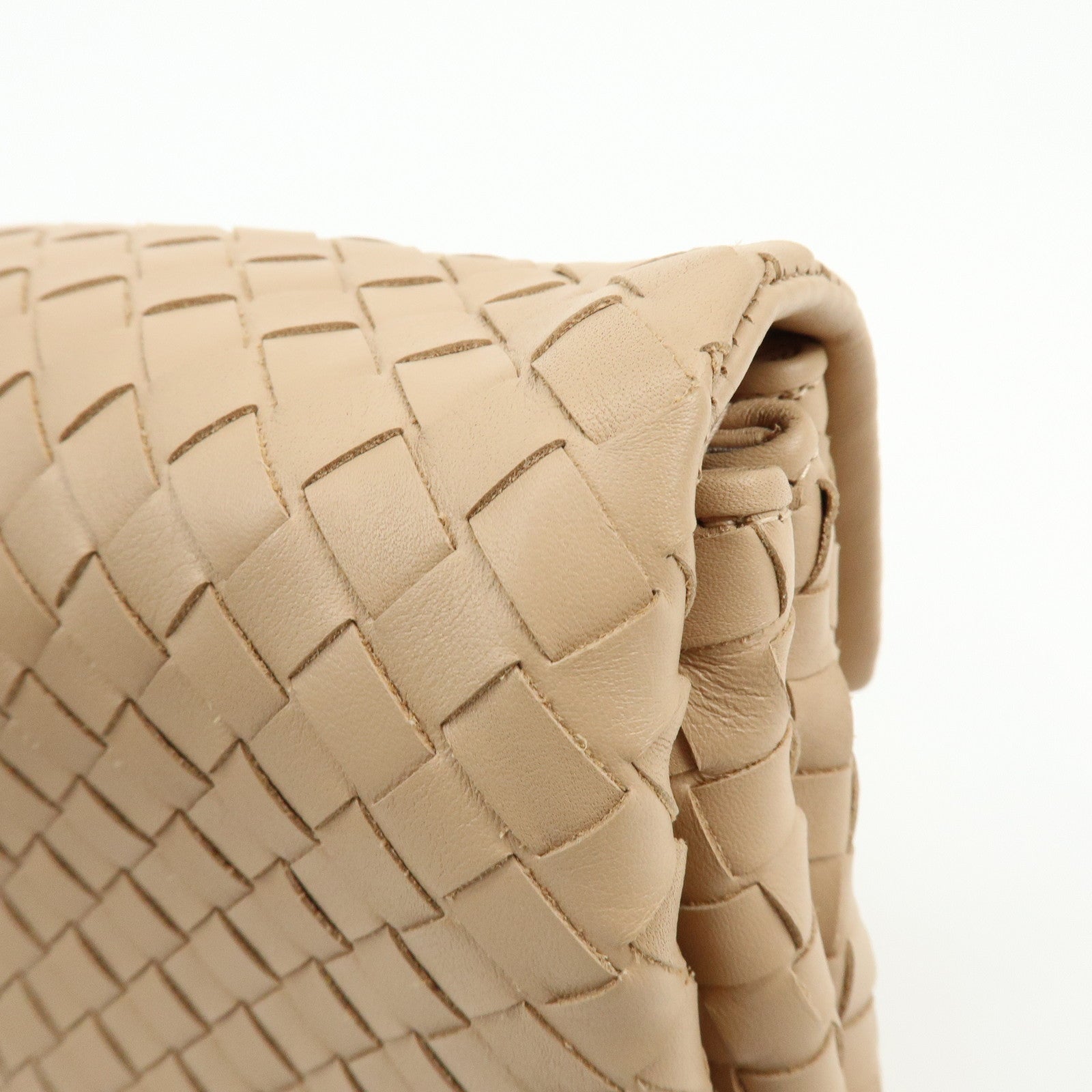 BOTTEGA VENETA Intrecciato Nappa Leather Clutch Bag Beige
