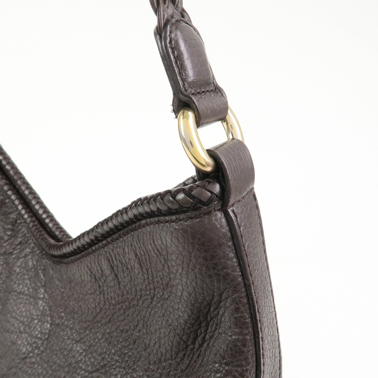 GUCCI Logo Leather Shoulder Bag Tote Bag Brown 336659