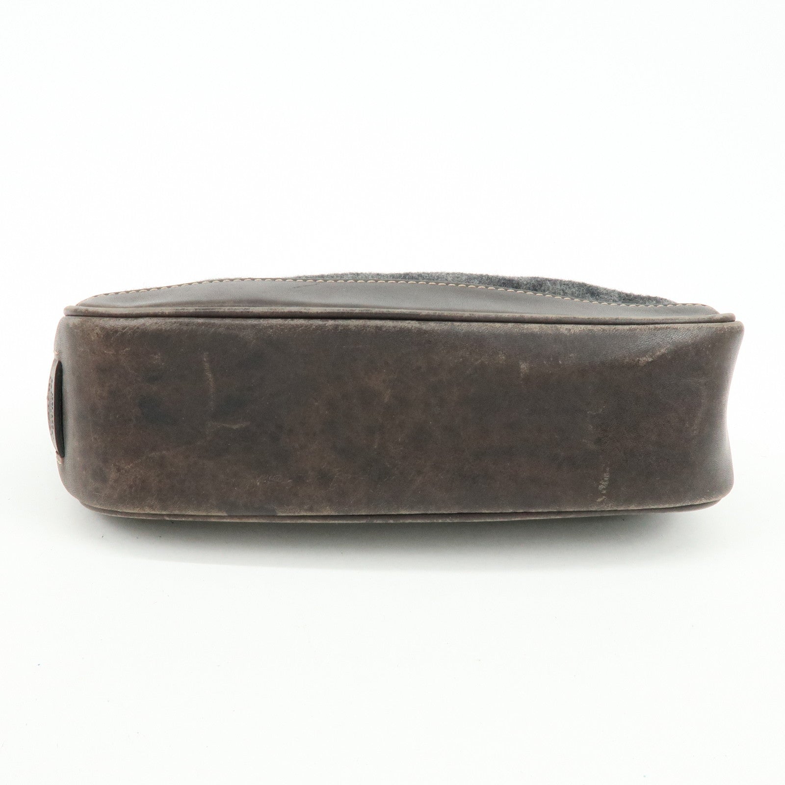 COACH Set of 2 Wool Leather Shoulder Bag Hand Bag Gray Brown