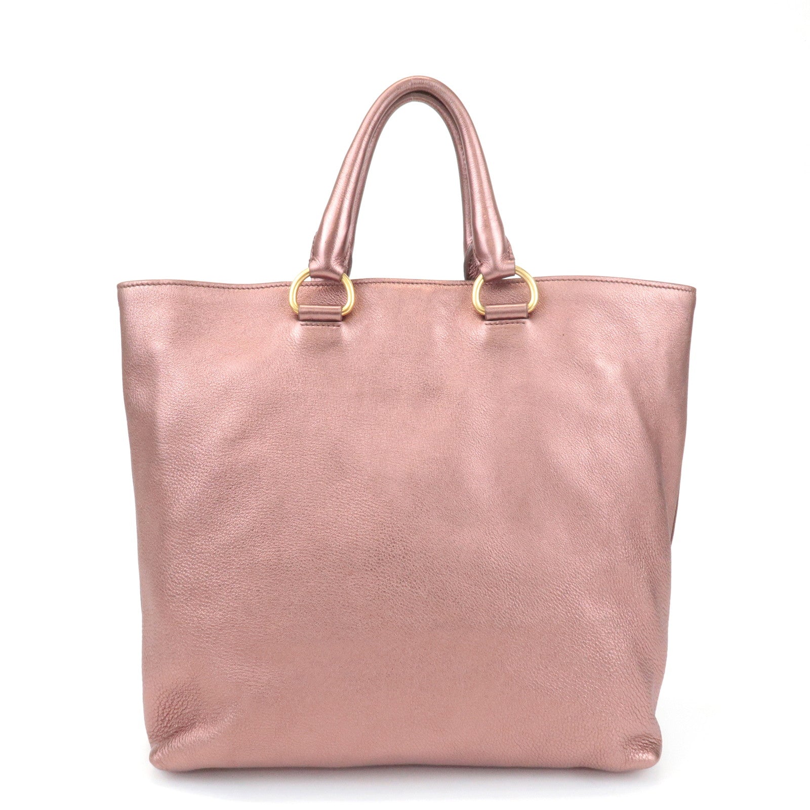 PRADA Leather 2Way Tote Bag Shoulder Bag Metallic Pink BN1713 Used
