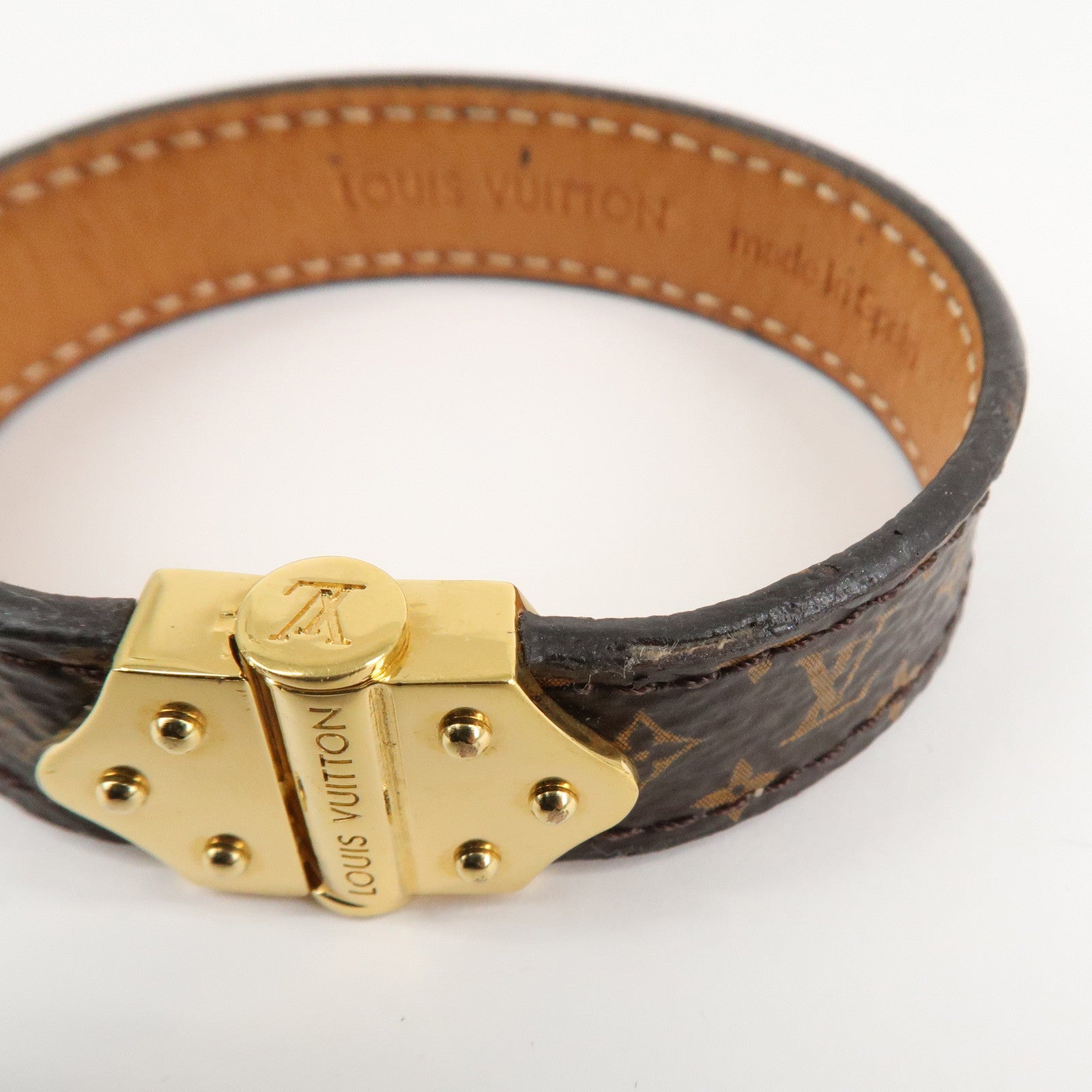 Louis Vuitton Monogram Bracelet Spirit Bangle Gold HDW M6689 Used