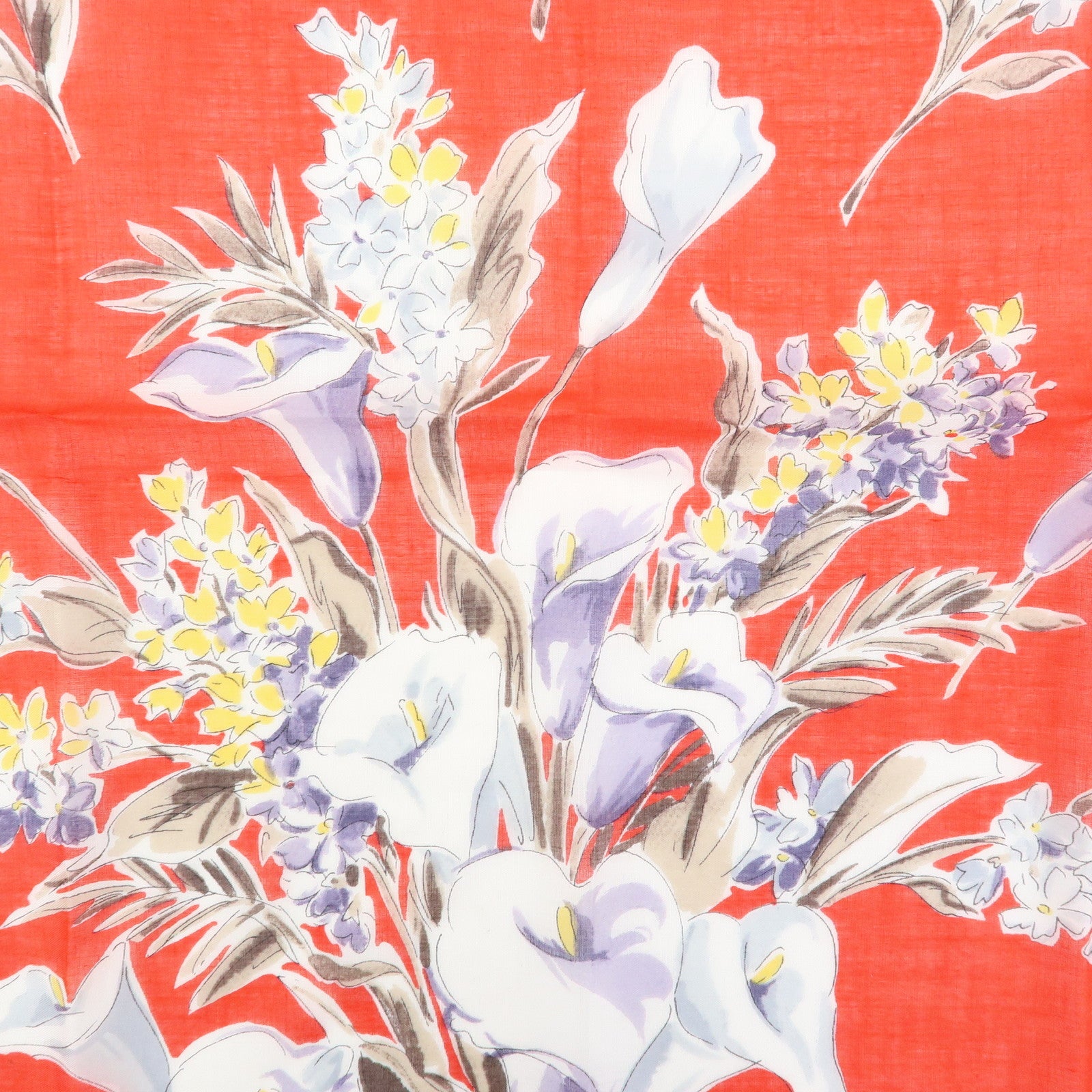 Christian Dior Set of 2 Cotton 100% Scarf Flower Print Red