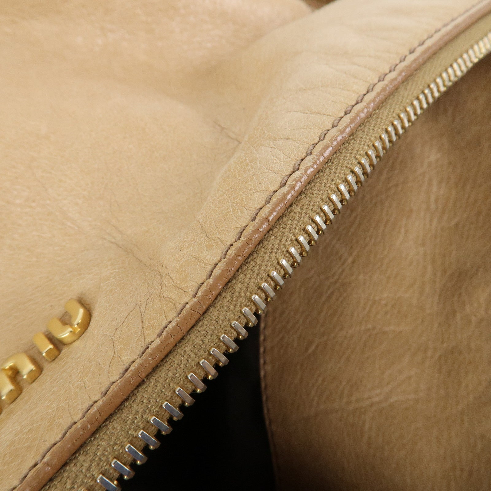 MIU MIU Side Ribbon Leather 2Way Hand Shoulder Bag Brown RT0438
