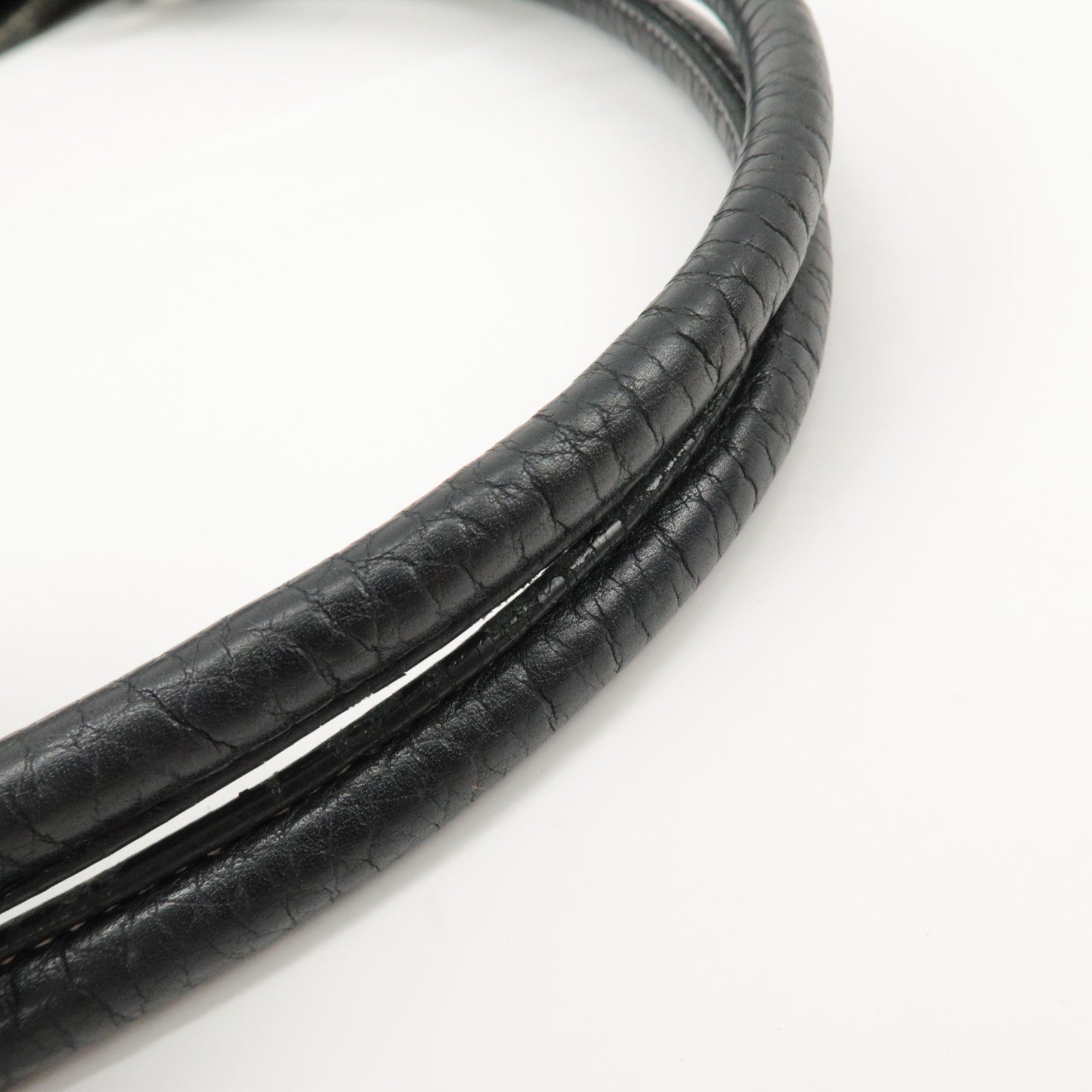 PRADA Logo Leather Shoulder Bag Hand Bag Black BR3593 Used