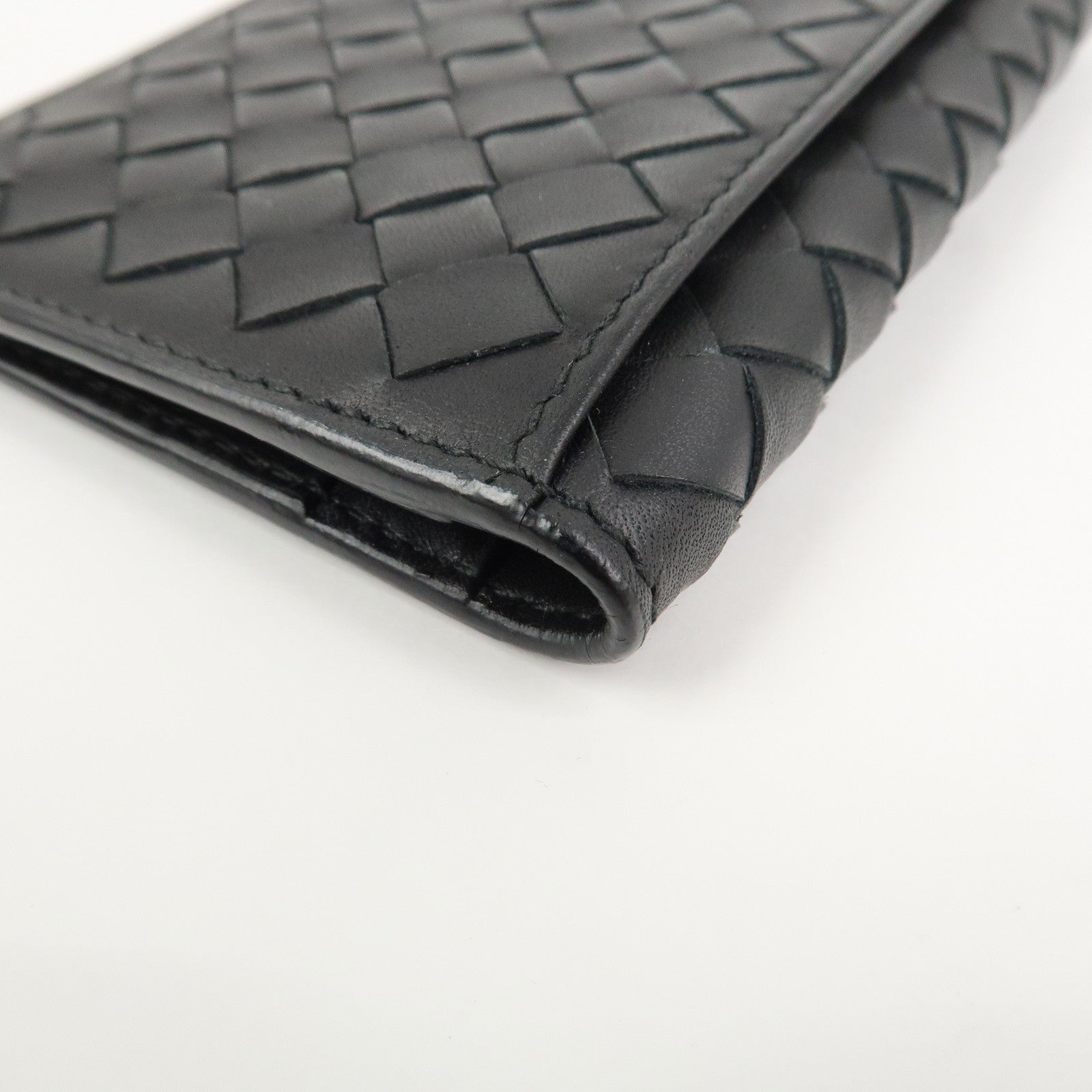 BOTTEGA VENETA Intrecciato Leather Card Case Black