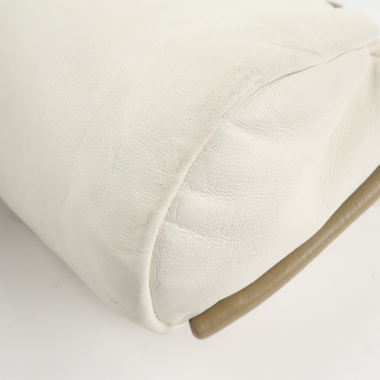 LOEWE Leather Shoulder Bag Crossbody Bag Beige White Used