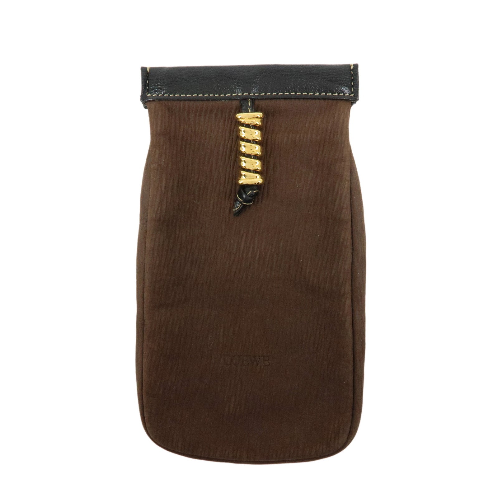 LOEWE Velazquez Suede Leather Pouch Glasses Case Brown Black