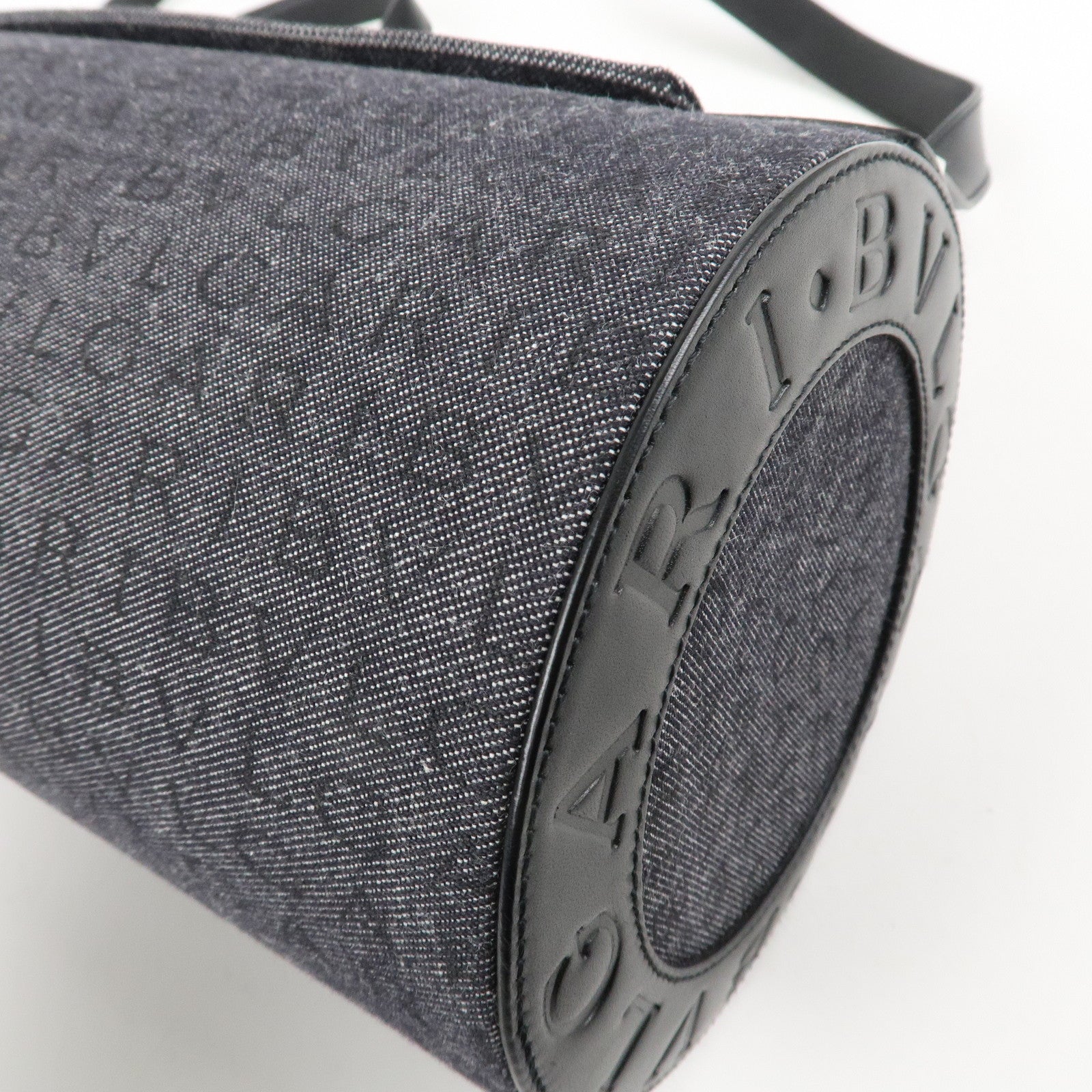 BVLGARI B-zero1 Drum Canvas Shoulder Bag Black Navy Used Used