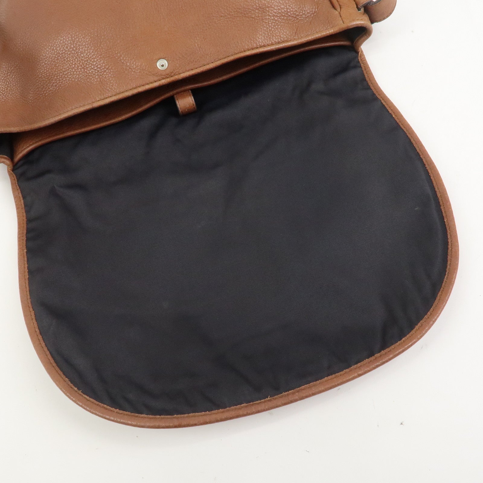 LOEWE Heritage Logo Leather Shoulder Bag Crossbody Bag Brown