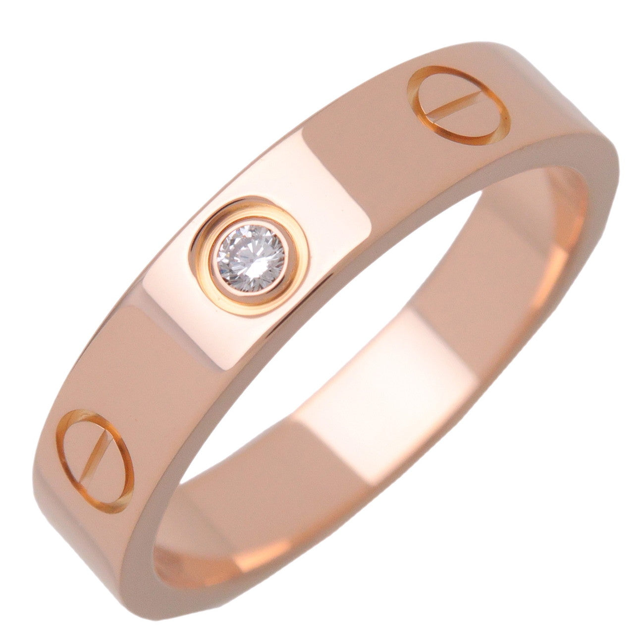 Cartier Mini Love 1P Diamond Ring K18 750PG Rose Gold #50 US5.25