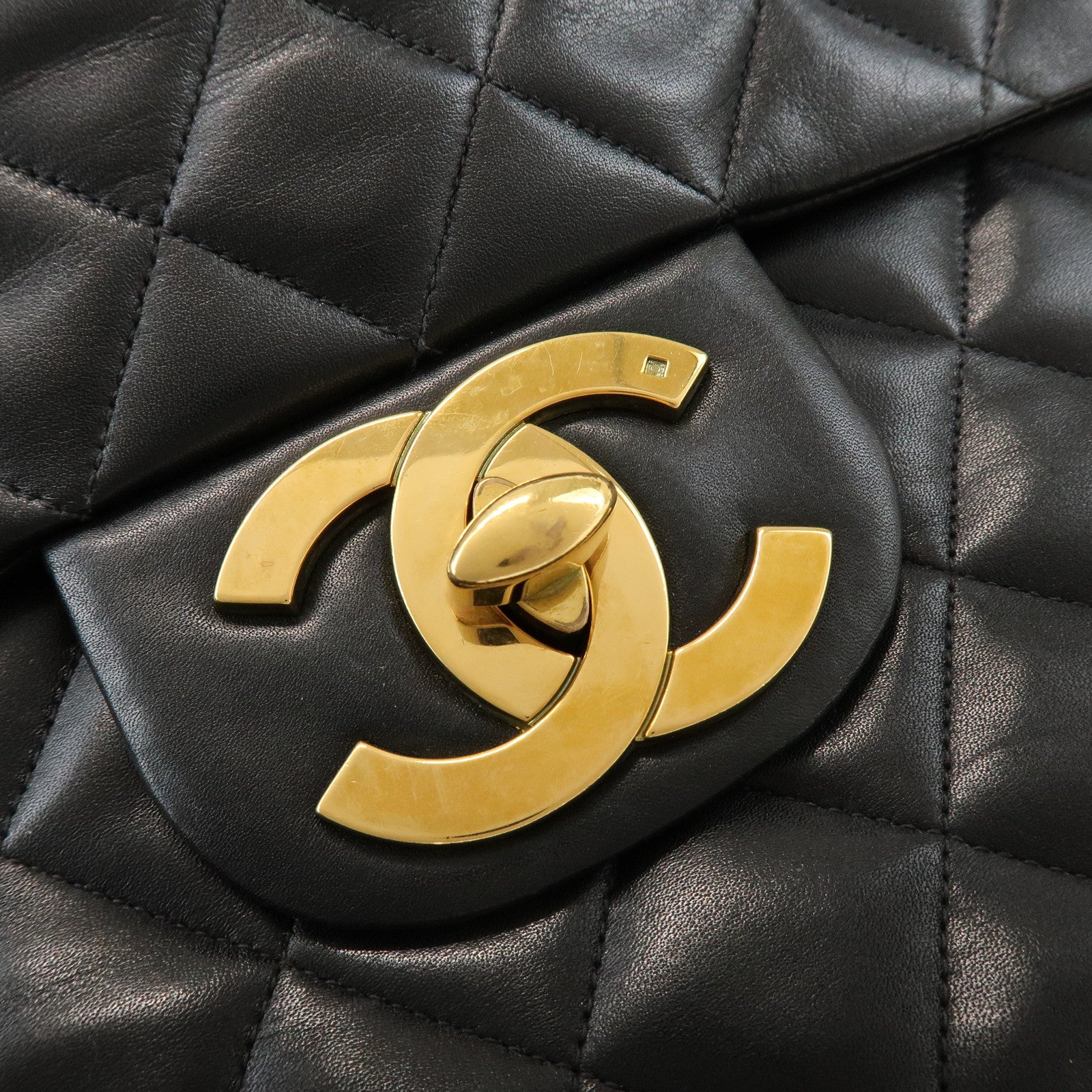 CHANEL Jumbo Matelasse 34 Lamb Skin Shoulder Bag Black A01094