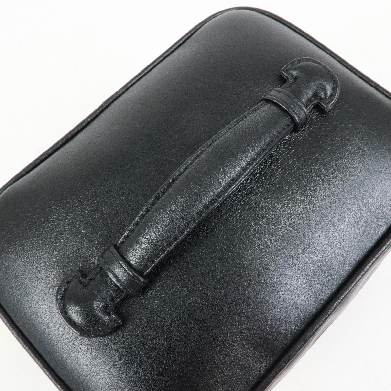 CHANEL Bicolore Lamb Skin Vanity Bag Cosmetic Pouch Black A01618