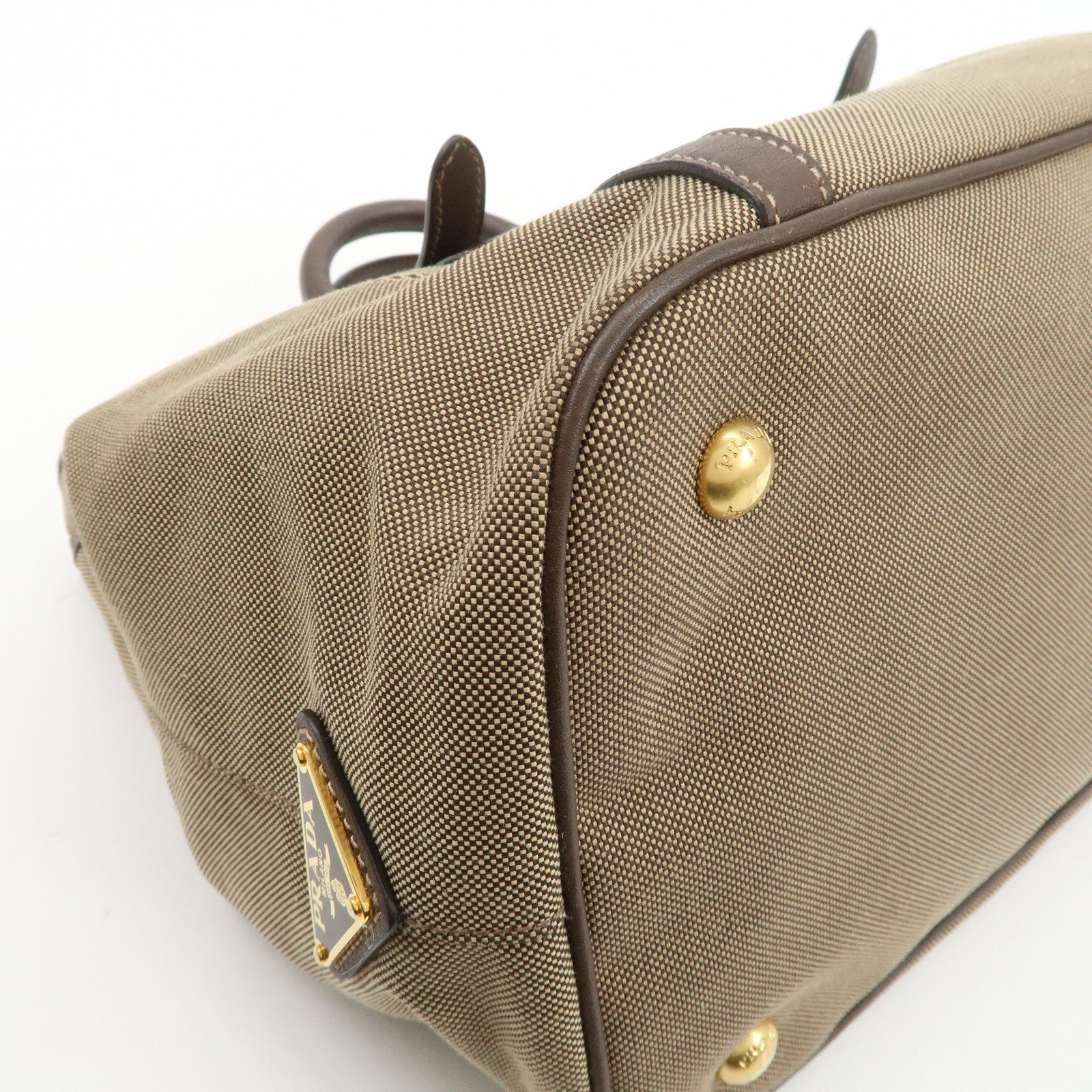 PRADA Jaguard Canvas Leather 2Way Tote Bag Shoulder Bag BN1841