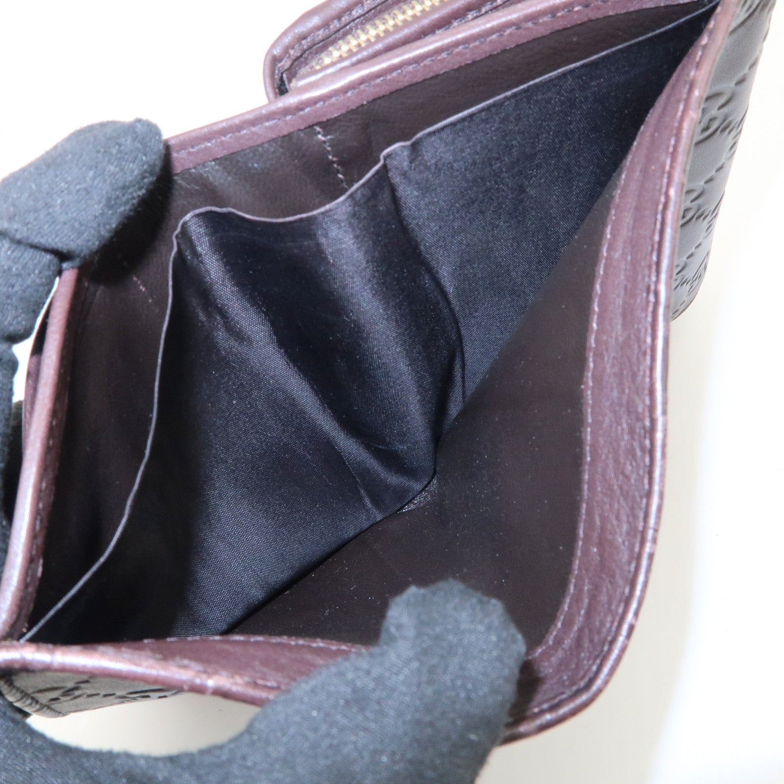 GUCCI Guccissima Leather Tri-Fold Compact Wallet Brown 256935