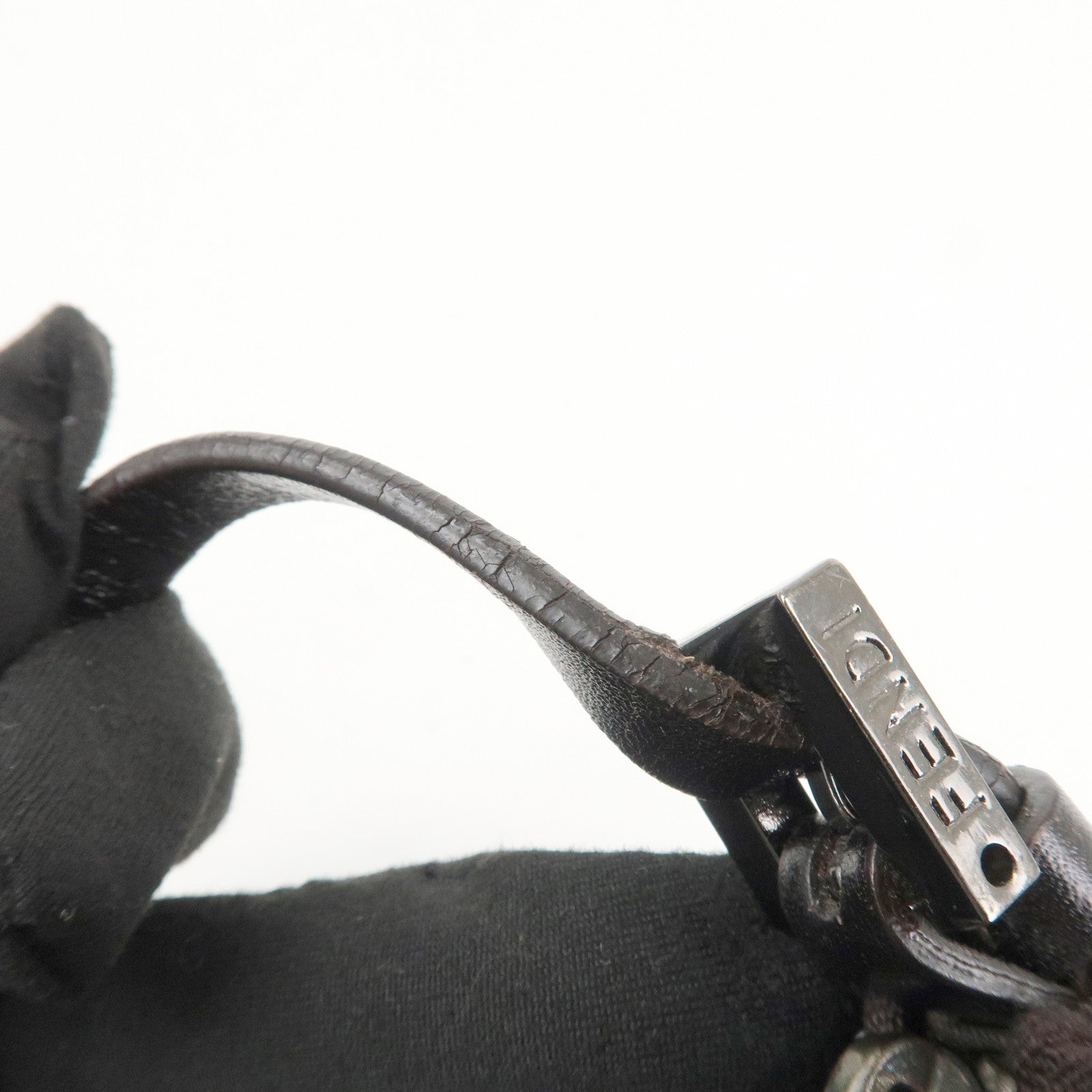 FENDI Zucca Canvas Leather Mini Hand Bag Dark Brown Black 8BR155 Used