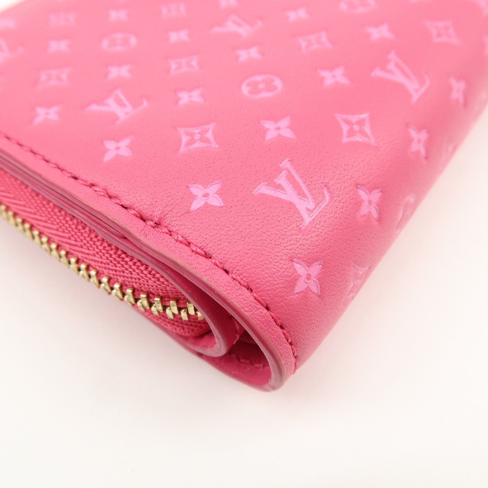 Louis Vuitton Nano Monogram Portefeuille Lou Wallet Pink M82357 Used