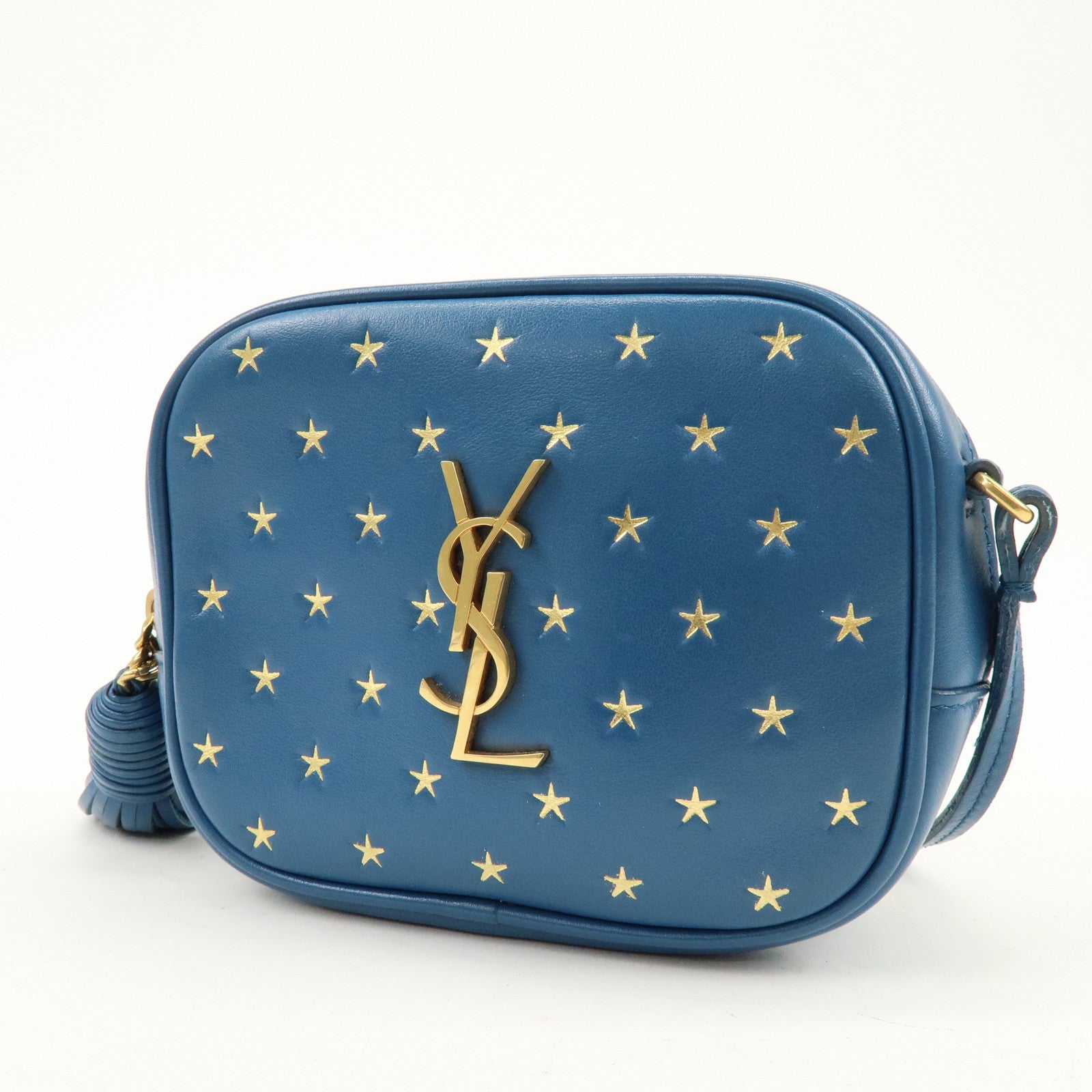 SAINT LAURENT PARIS Leather Shoulder Bag Crossbody Bag Blue