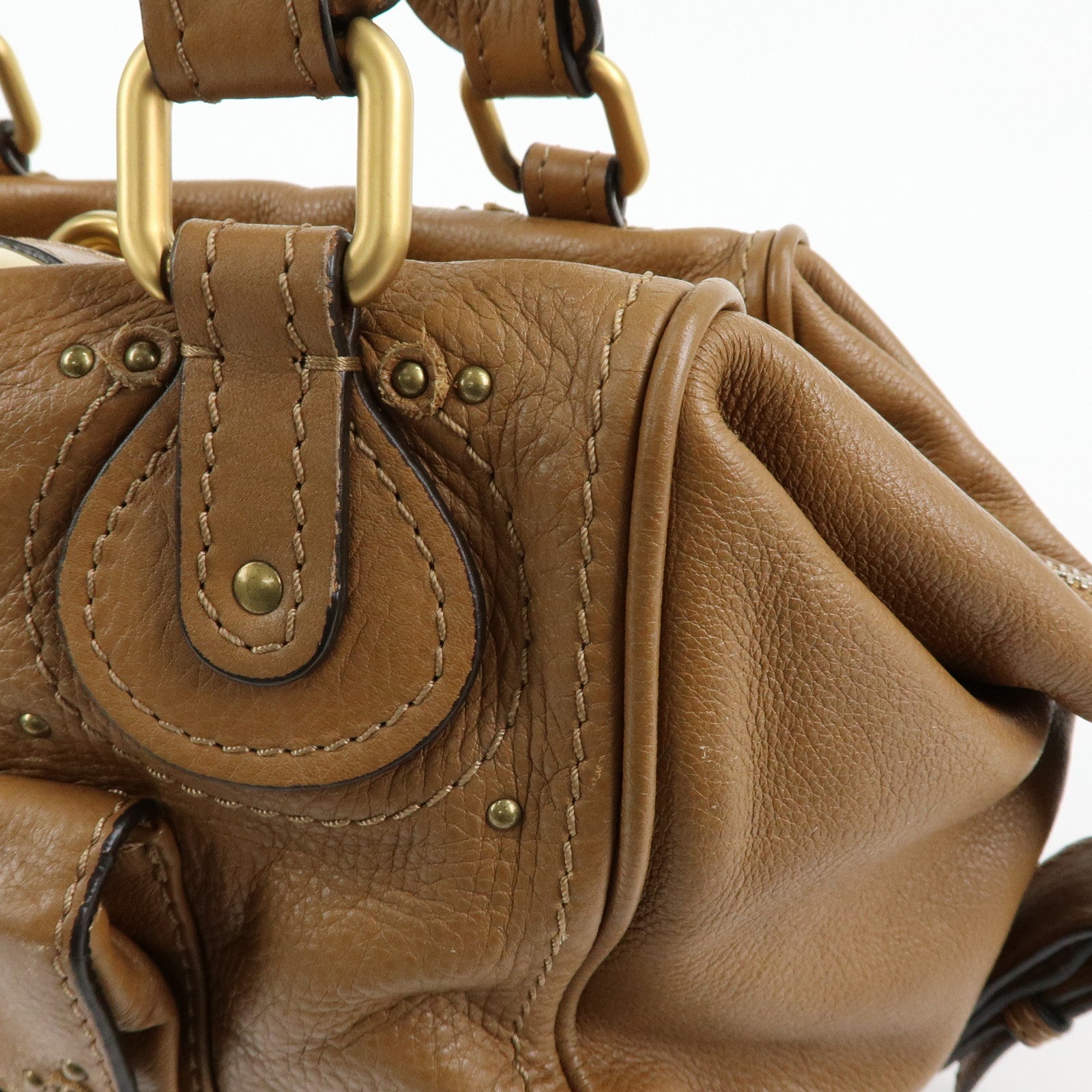 Chloe Paddington Leather Shoulder Bag Boston Bag Brown