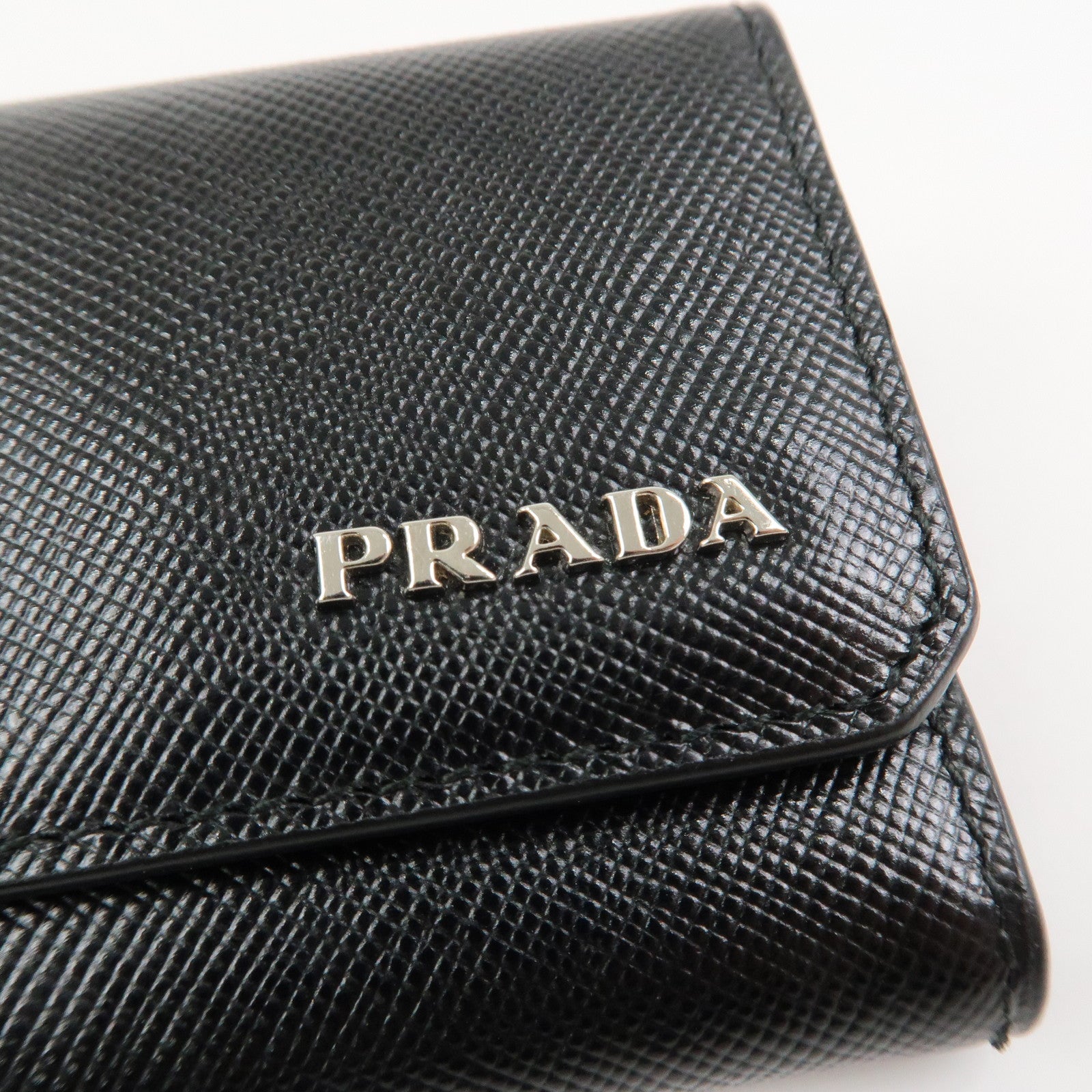 PRADA Logo Saffiano Leather 6 Rings Key Case Black NERO 2M0025