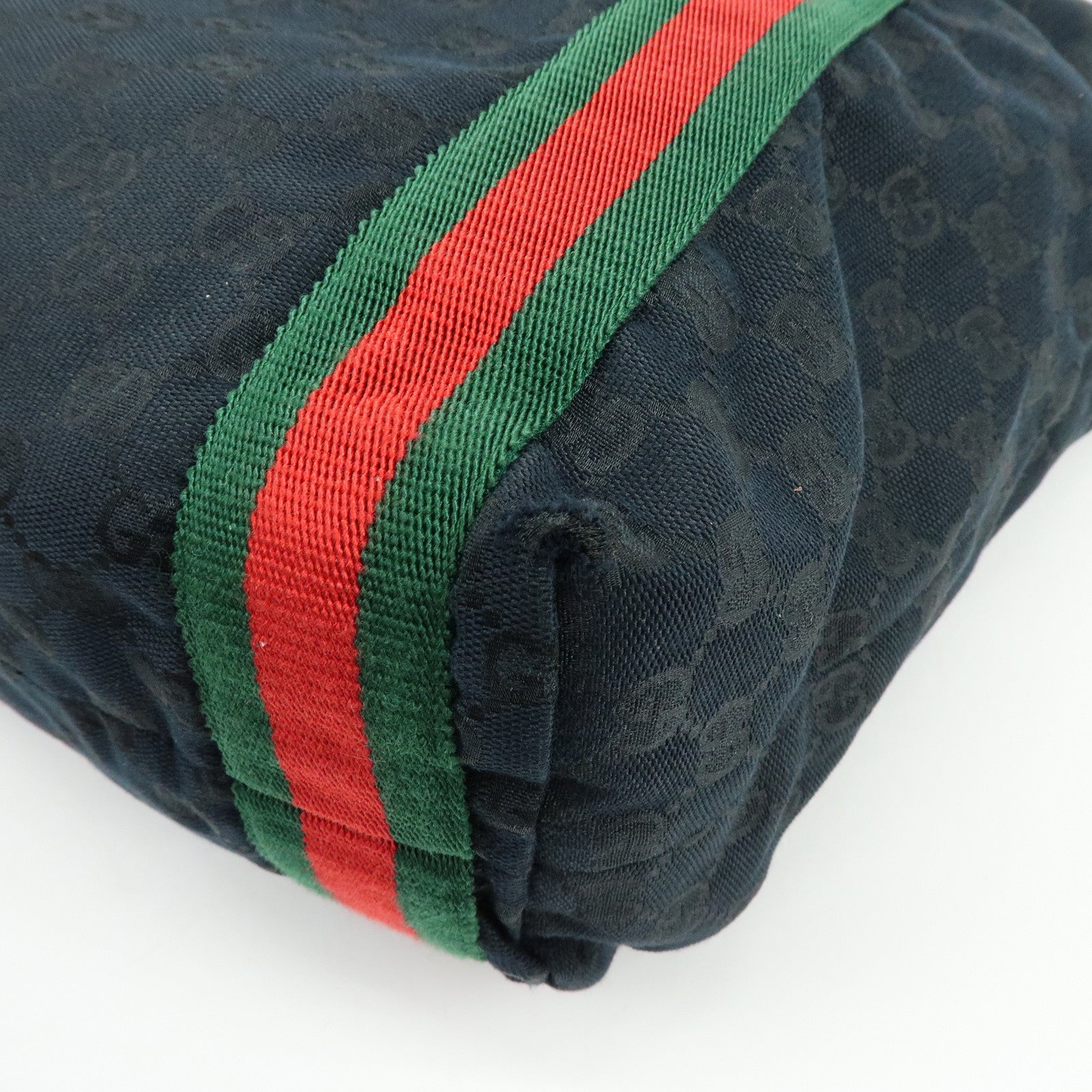 GUCCI Sherry GG Canvas Leather Tote Bag Shoulder Bag Black