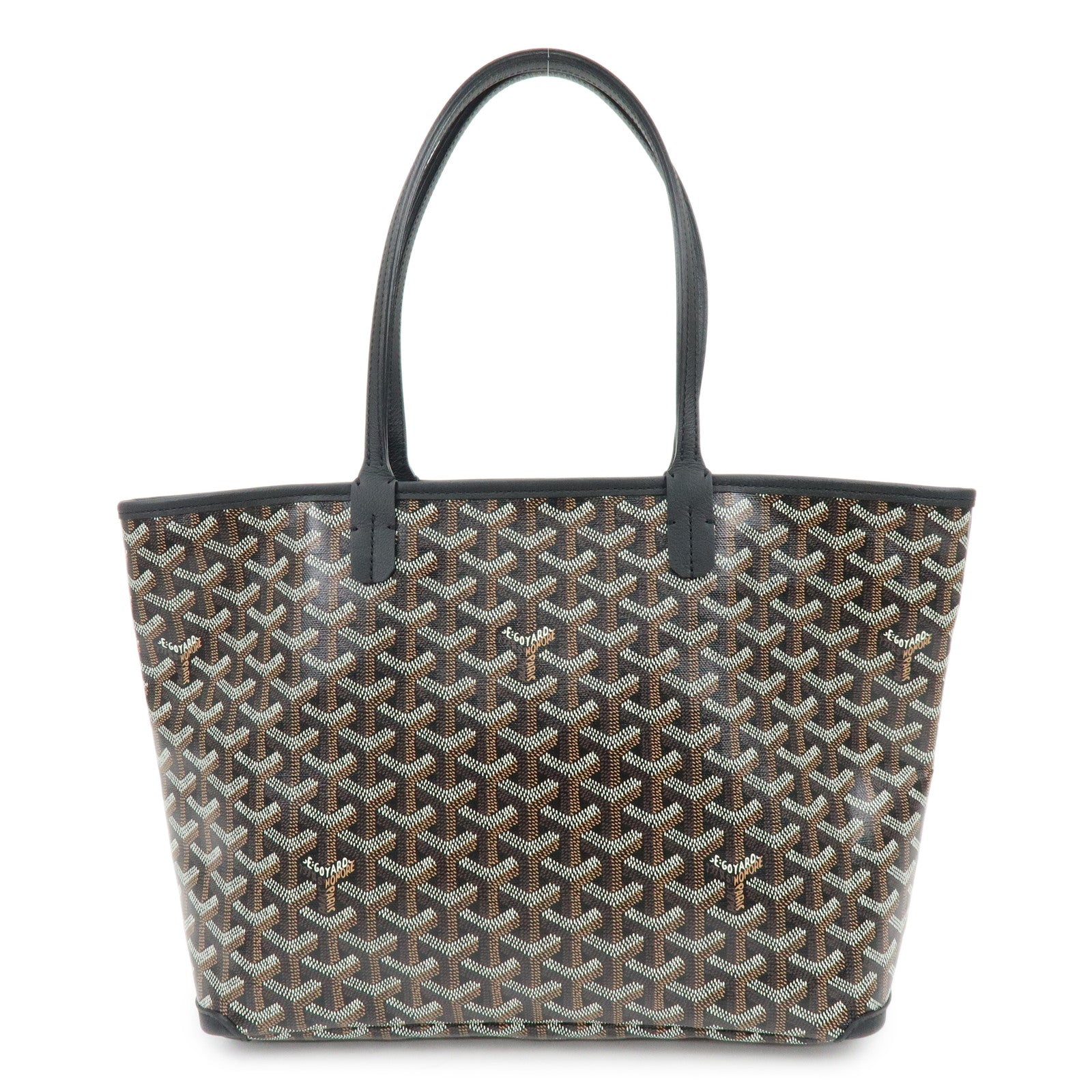 GOYARD Artois PM PVC Leather Tote Bag Hand Bag Black Brown