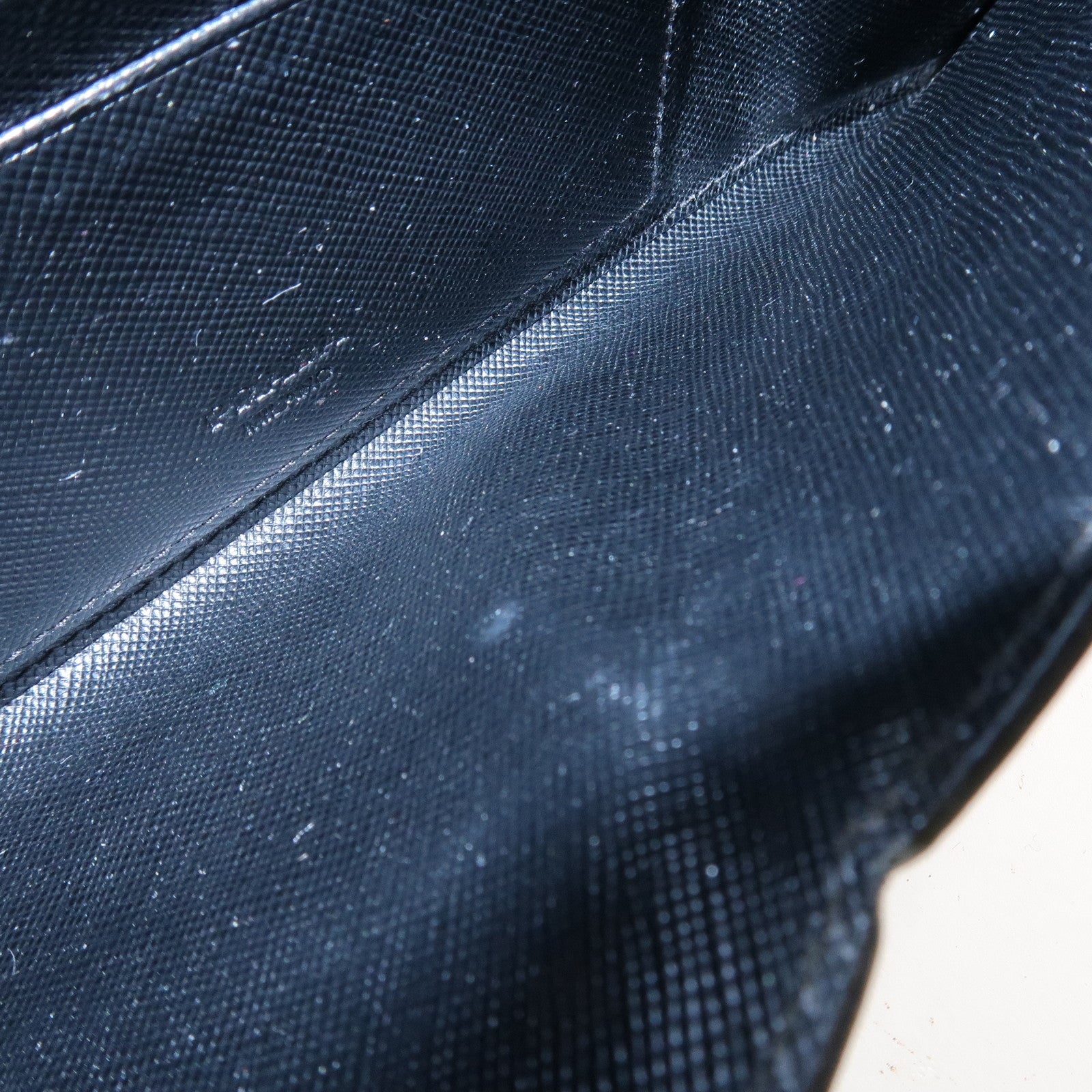PRADA Saffiano Leather Envelope Flap Long Wallet Black 1M1175 Used