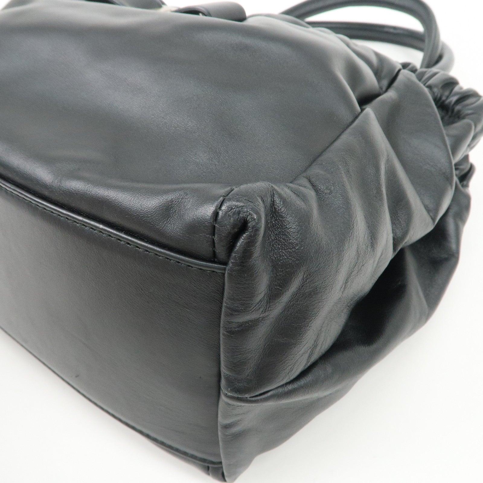 Ferragamo Vara Ribbon Leather 2Way Bag Hand Bag Shoulder Bag Black