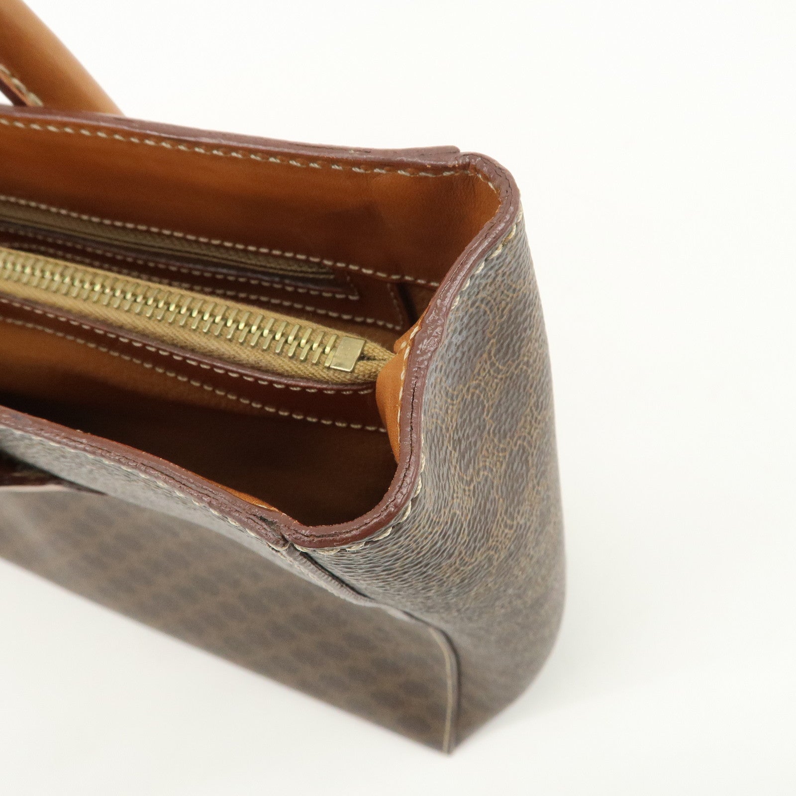 CELINE Macadam PVC Leather Tote Bag Hand Bag Brown