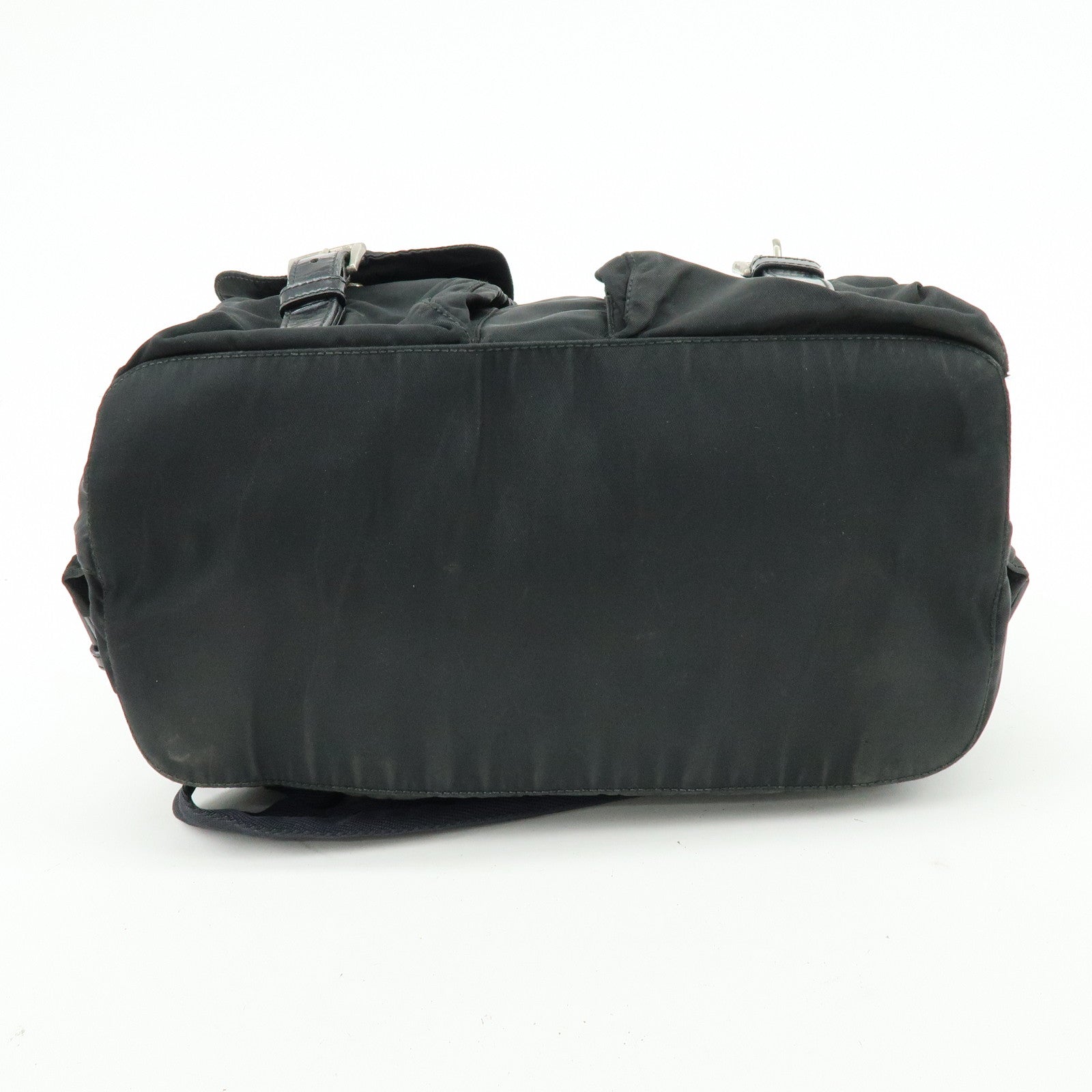 PRADA Triangle Logo Nylon Leather Backpack Rucksuck Black