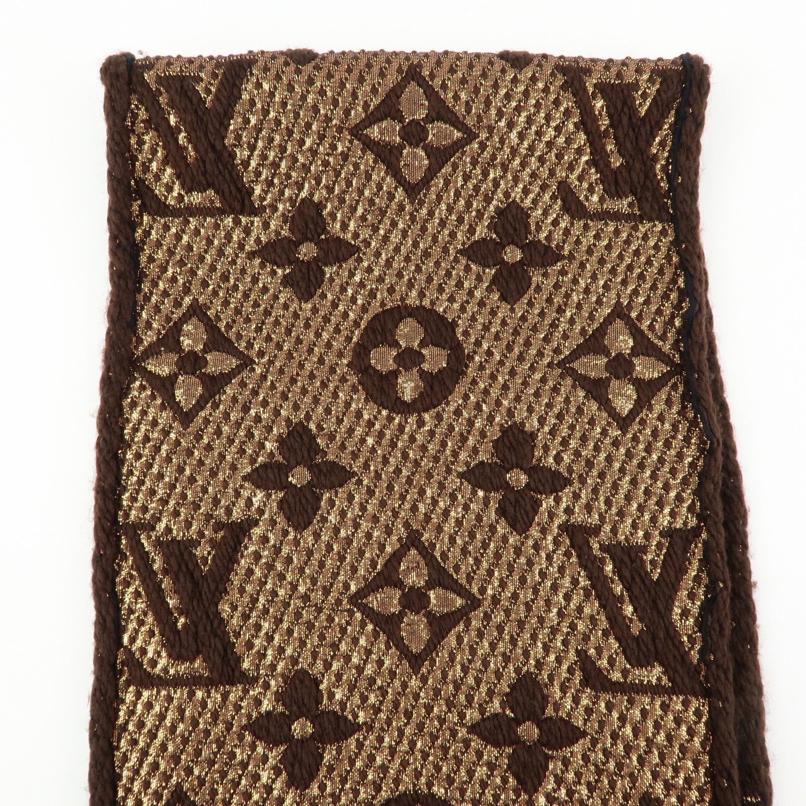 Louis Vuitton Echarpe Logomania Shine Wool Silk Scarf Brown M71383
