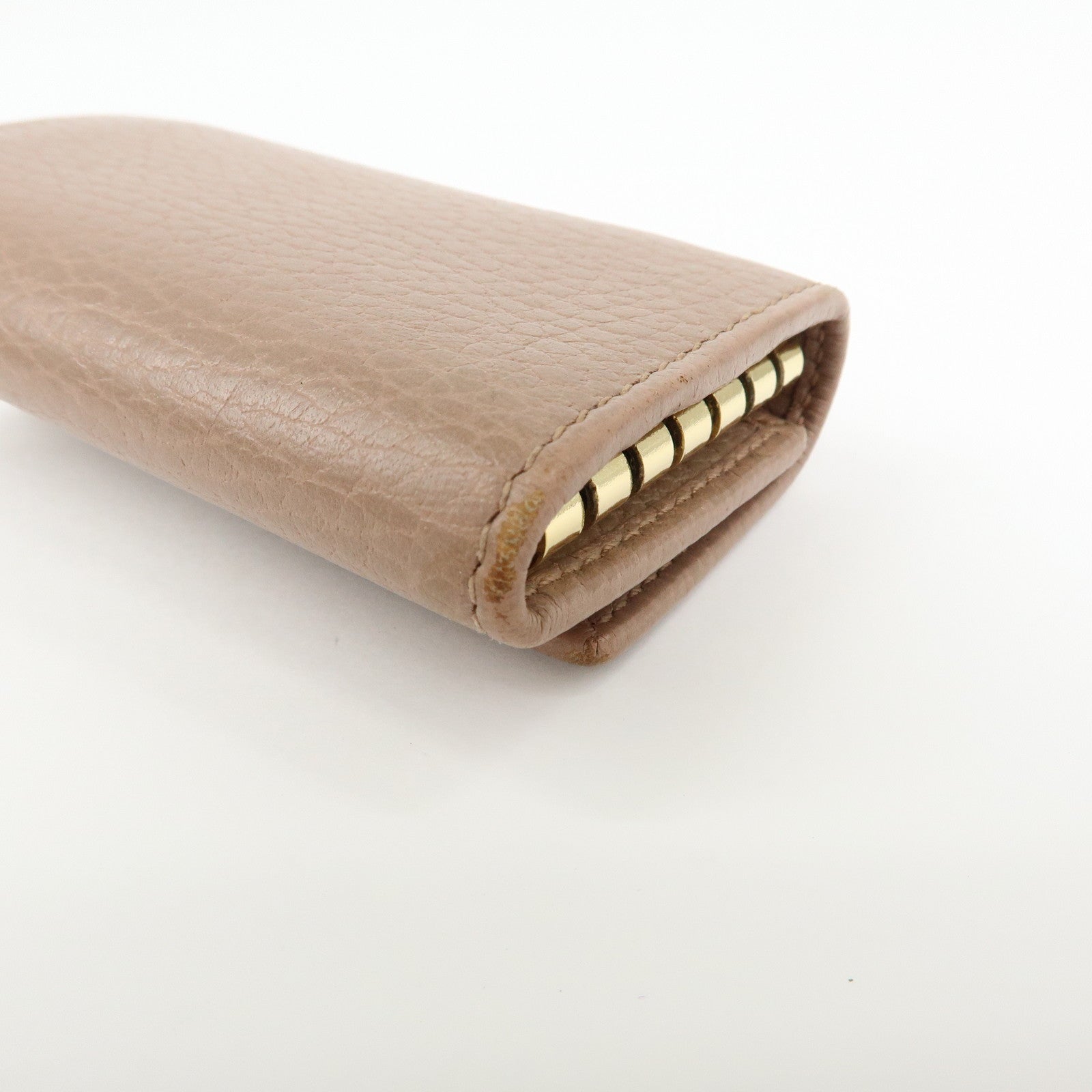 GUCCI GG Marmont Leather 6 Ring Key Case Pink Beige 156118
