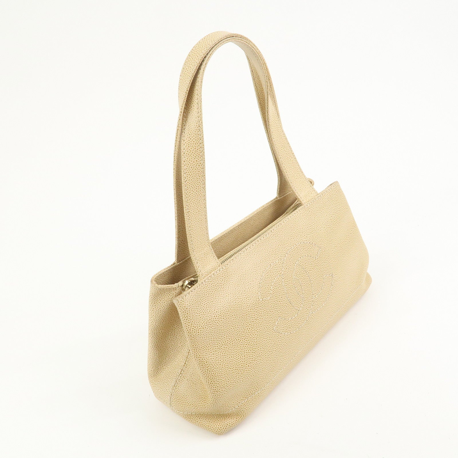 CHANEL COCO Mark Caviarskin Shoulder Bag Hand Bag Beige
