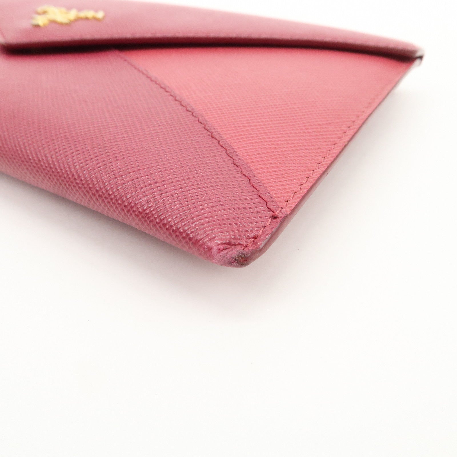 PRADA Saffiano Leather Pouch Document Folder Wallet Pink 1MF003