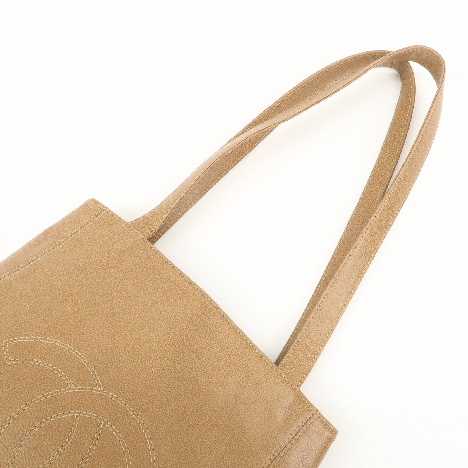 CHANEL COCO Mark Caviarskin Leather Shoulder Bag Tote Bag Brown Used