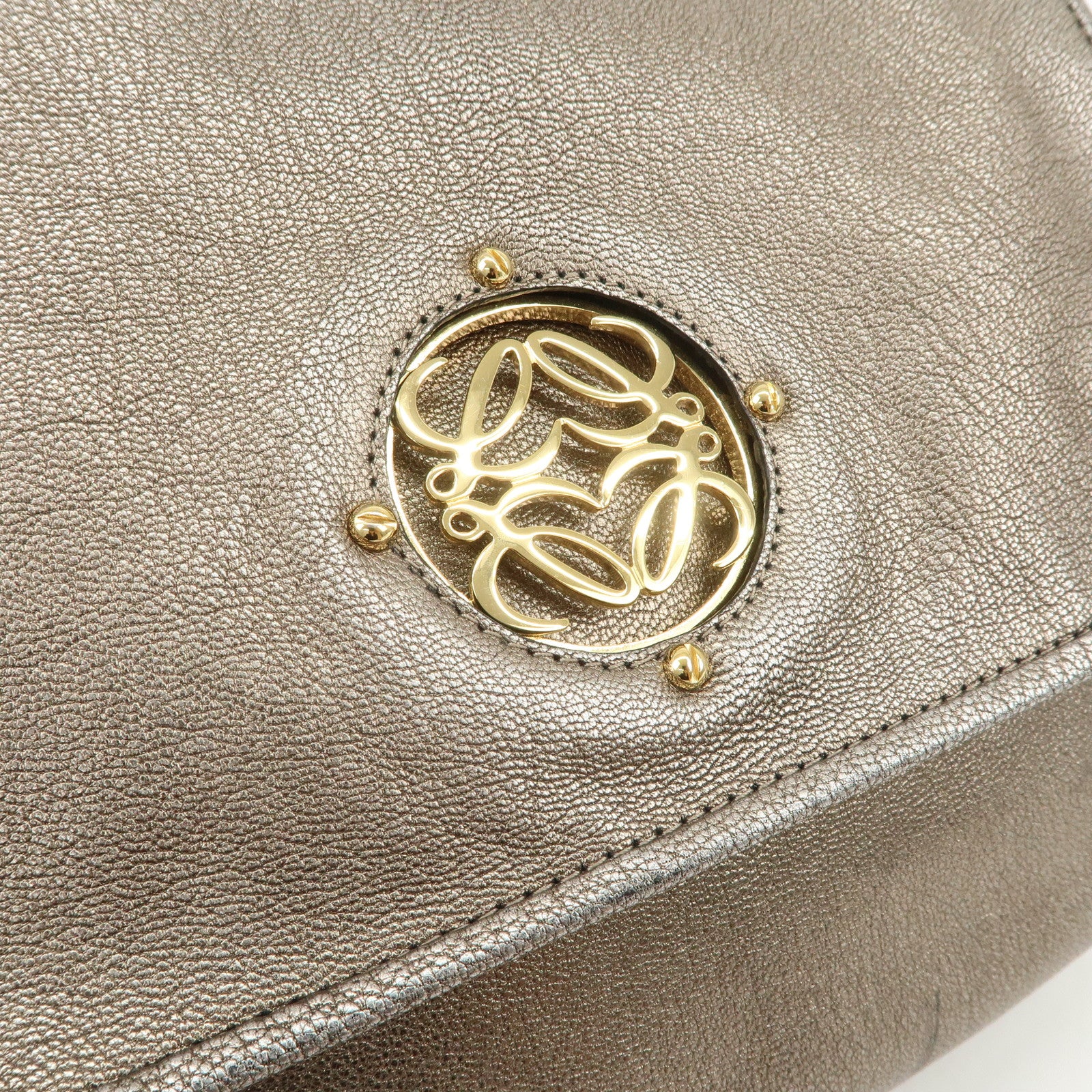 LOEWE Anagram Maia Logo Leather 2Way Bag Shoulder Bag Hand Bag Gold