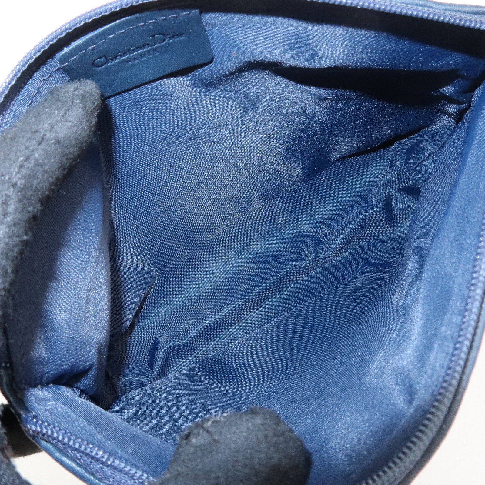 Christian Dior Trotter Canvas Leather Pouch Cosmetic Pouch Navy