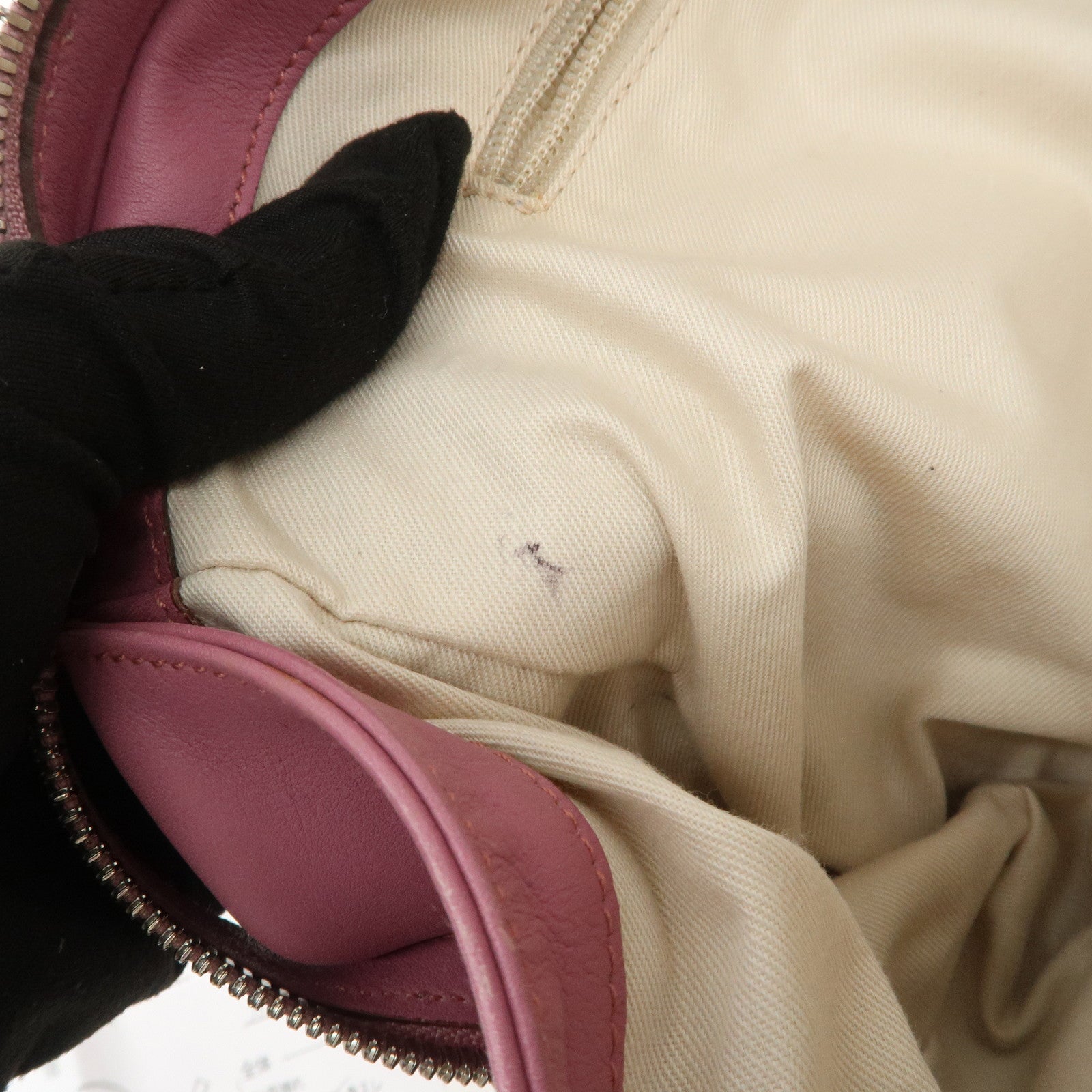 Ferragamo Gancini Leather Suede Shoulder Bag Hand Bag Pink