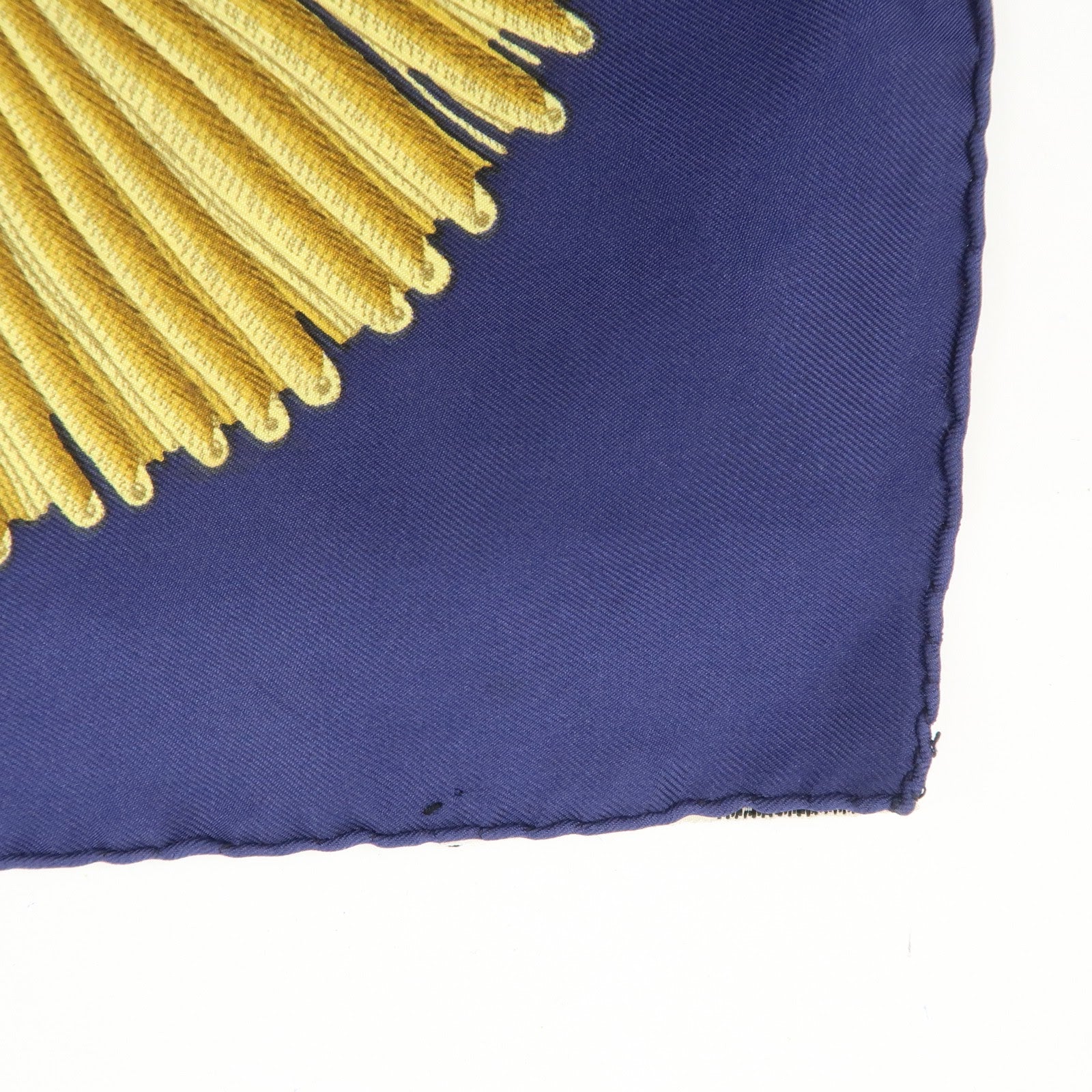 HERMES Carre 90 Silk 100% Paste et Bavalerie Scarf Blue Gold