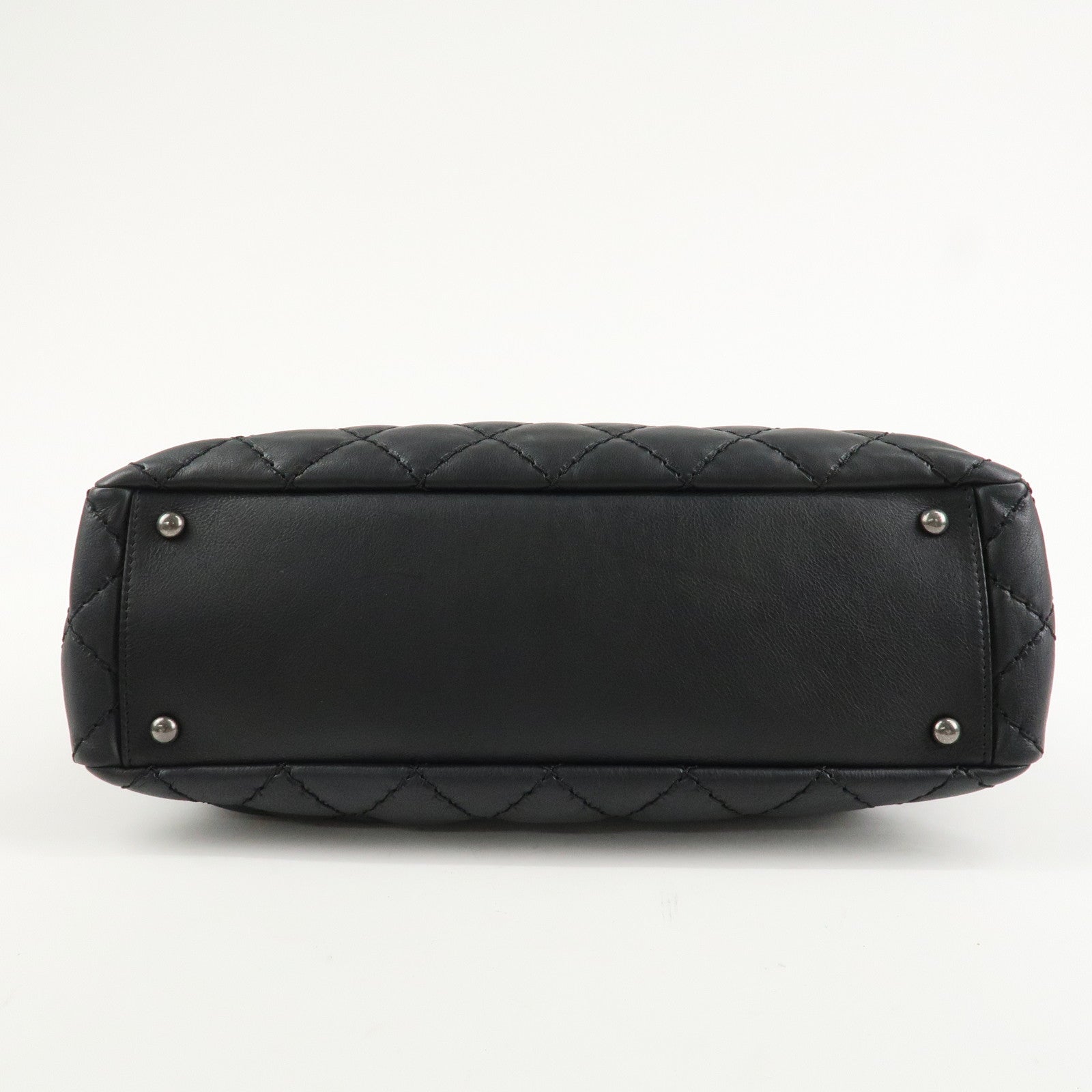 CHANEL COCO Mark Wild Stich Leather Chain Shoulder Bag Black Used