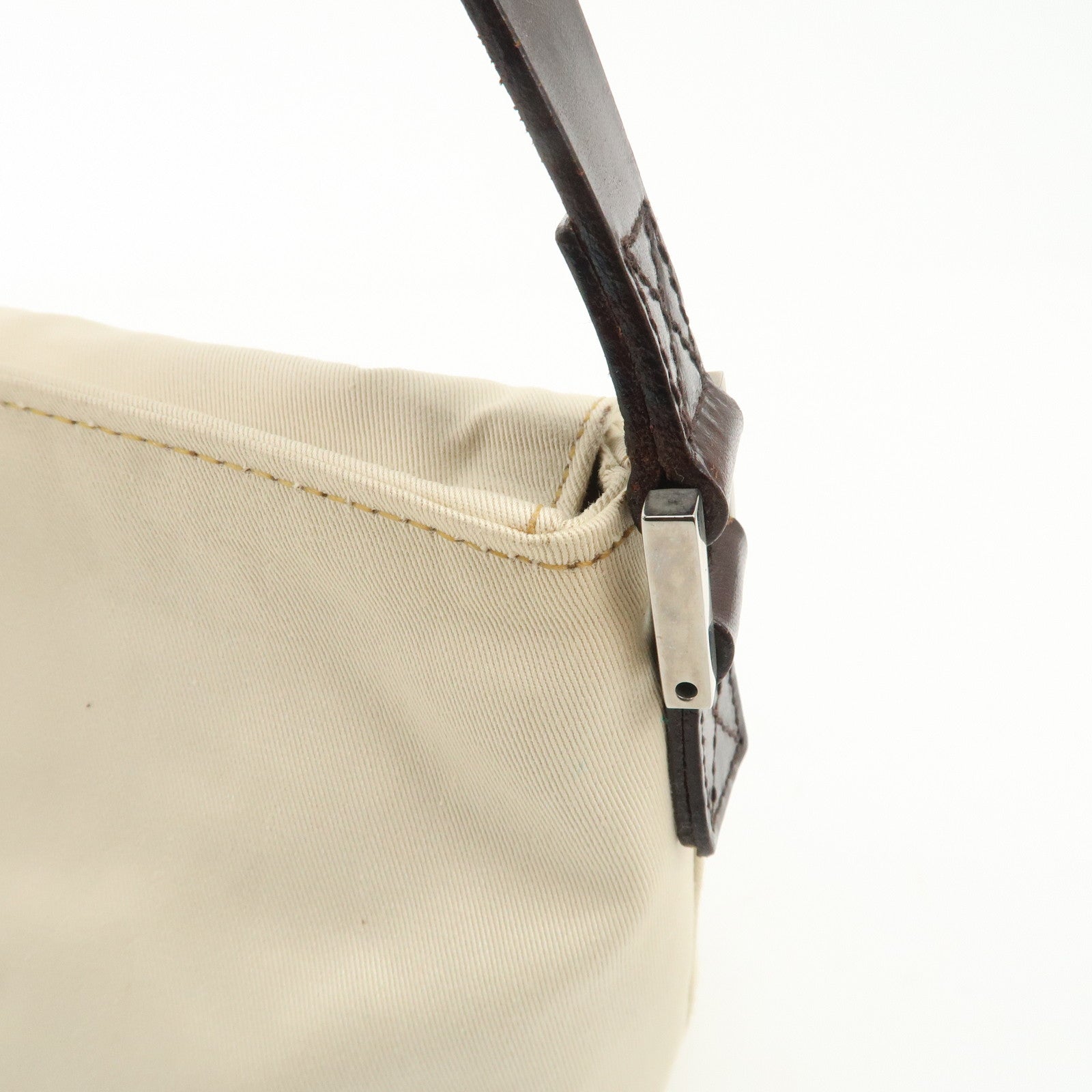 FENDI Canvas Shoulder Bag Hand Bag Ivory Silver Hardware