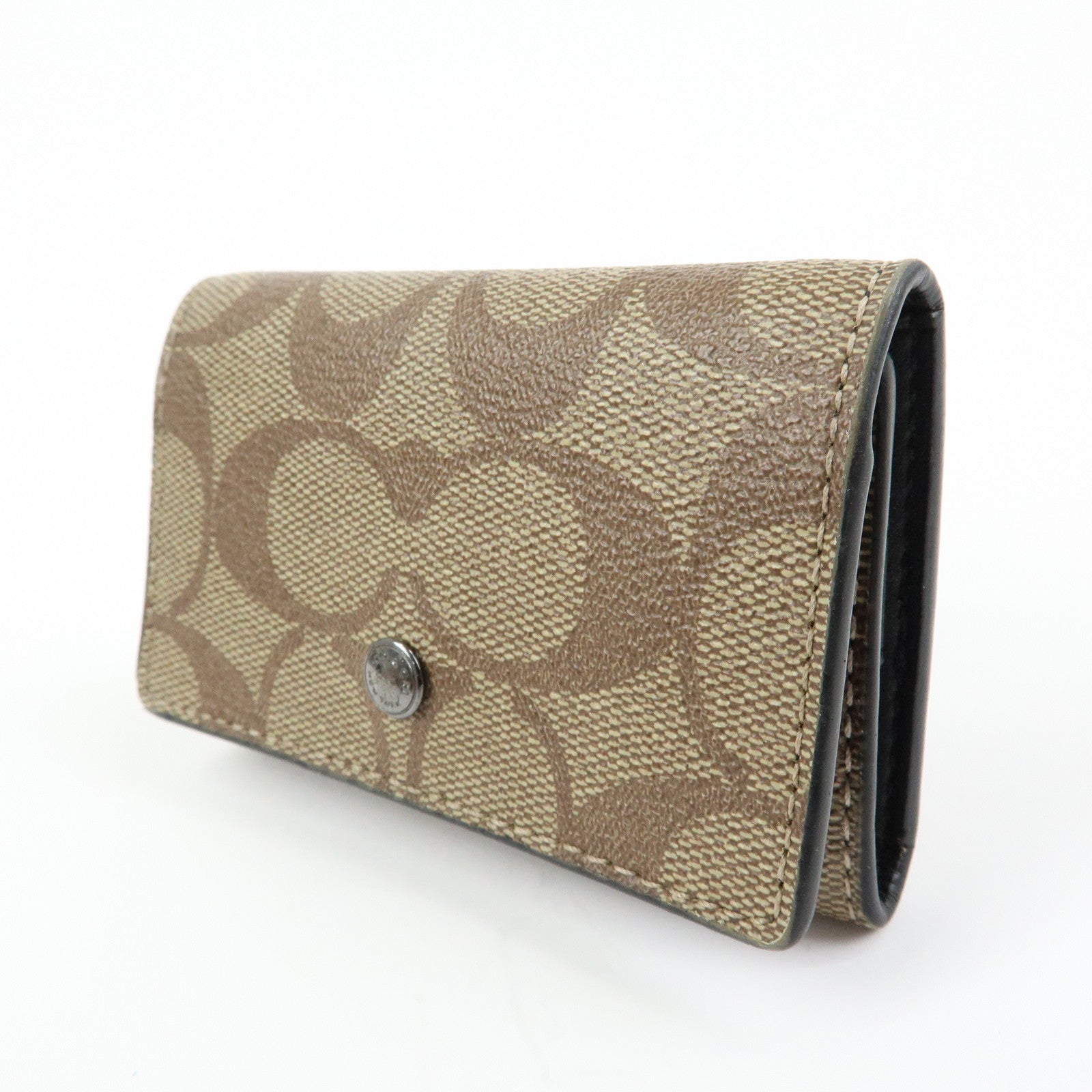 COACH Set of 3 Signature PVC Canvas Leather Key Case Pouch
