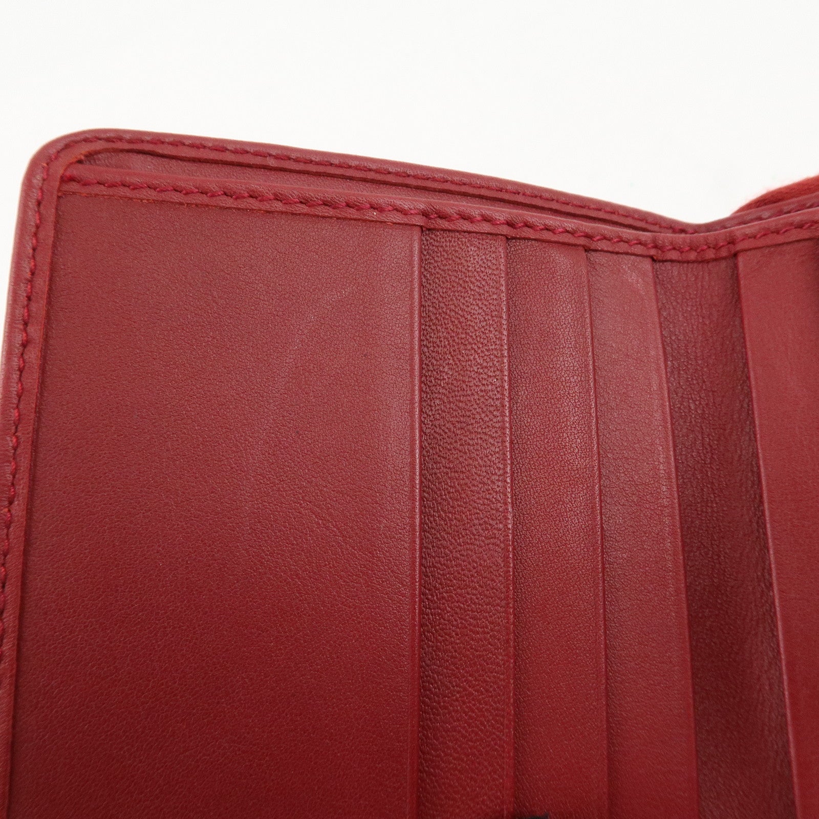 GUCCI Micro Guccissima Leather Bi-Fold Compact Wallet Red 449395 Used