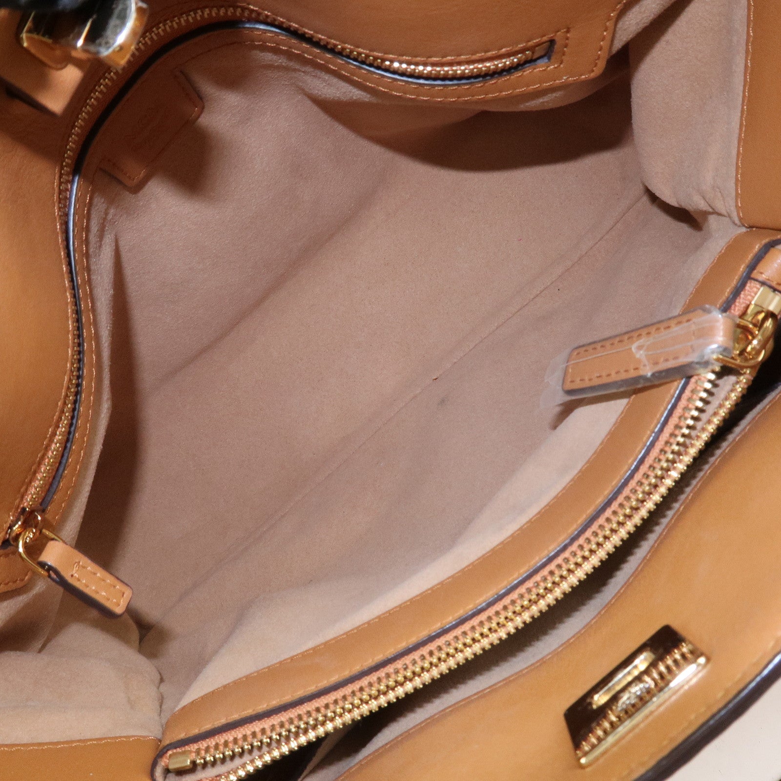 MCM Visetos PVC Leather 2Way Bag Hand Shoulder Bag Studs Cognac