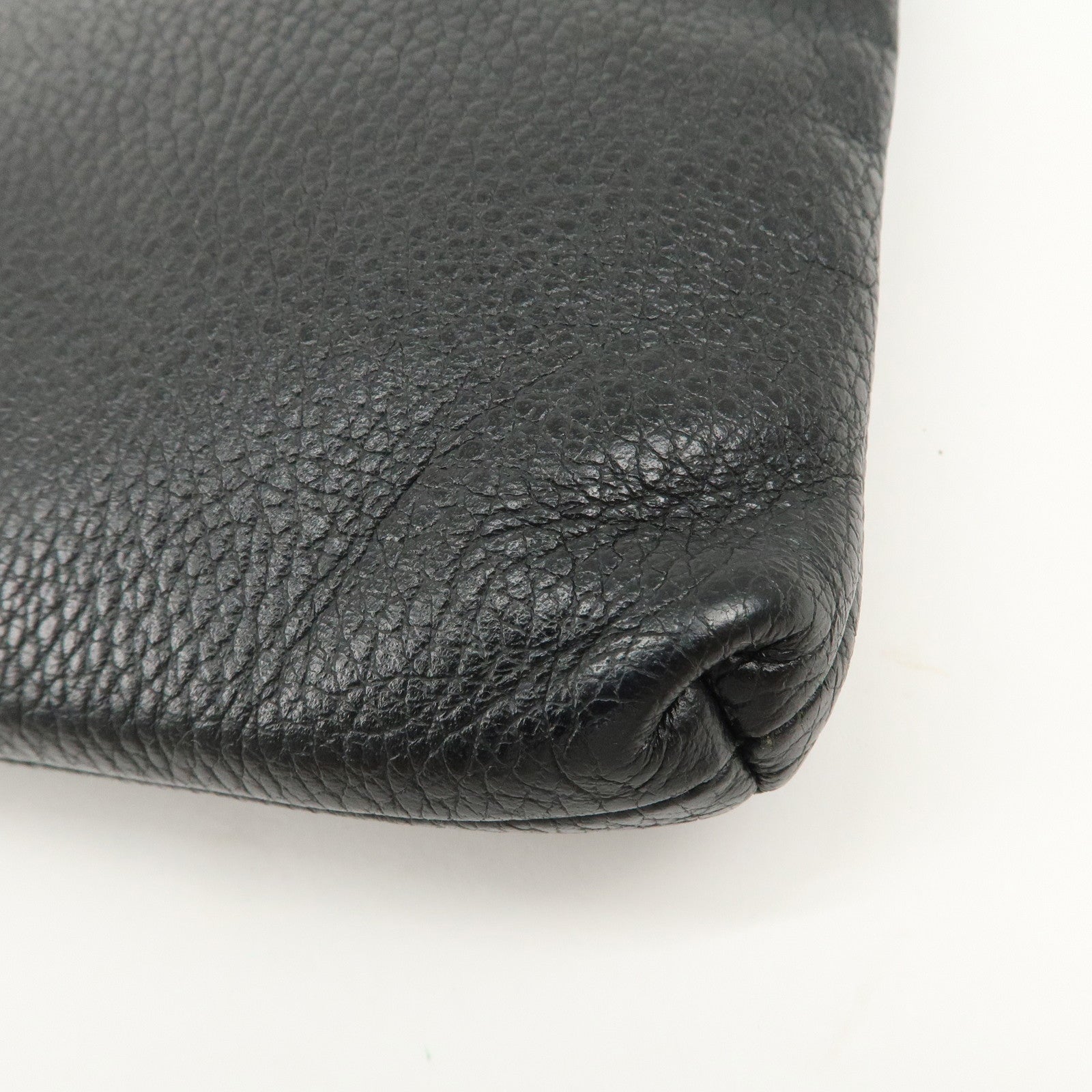 GUCCI Leather Clutch Bag Pouch Black Silver Hardware 546532 Used