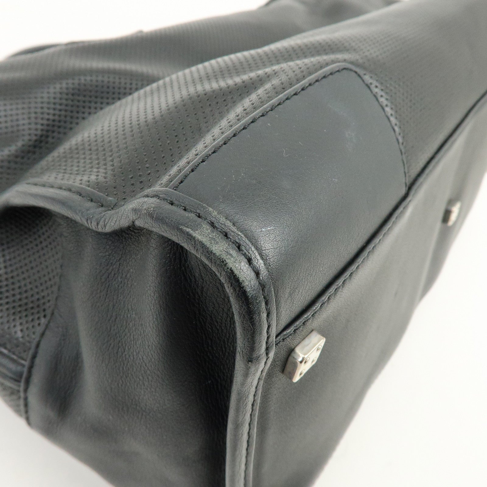LOEWE Anagram Leather Amazona 36 Hand Bag Boston Bag Black