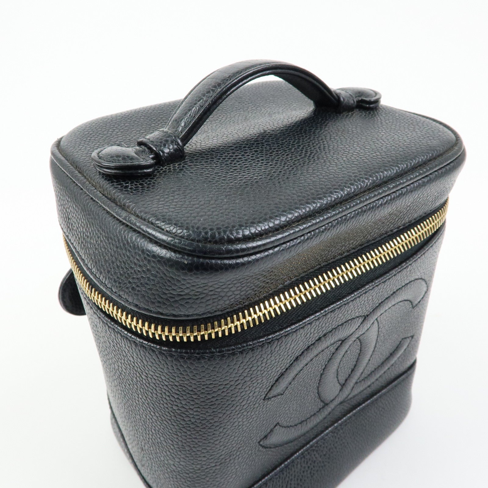 CHANEL COCO Mark Caviarskin Vanity Bag Hand Bag Black A01998