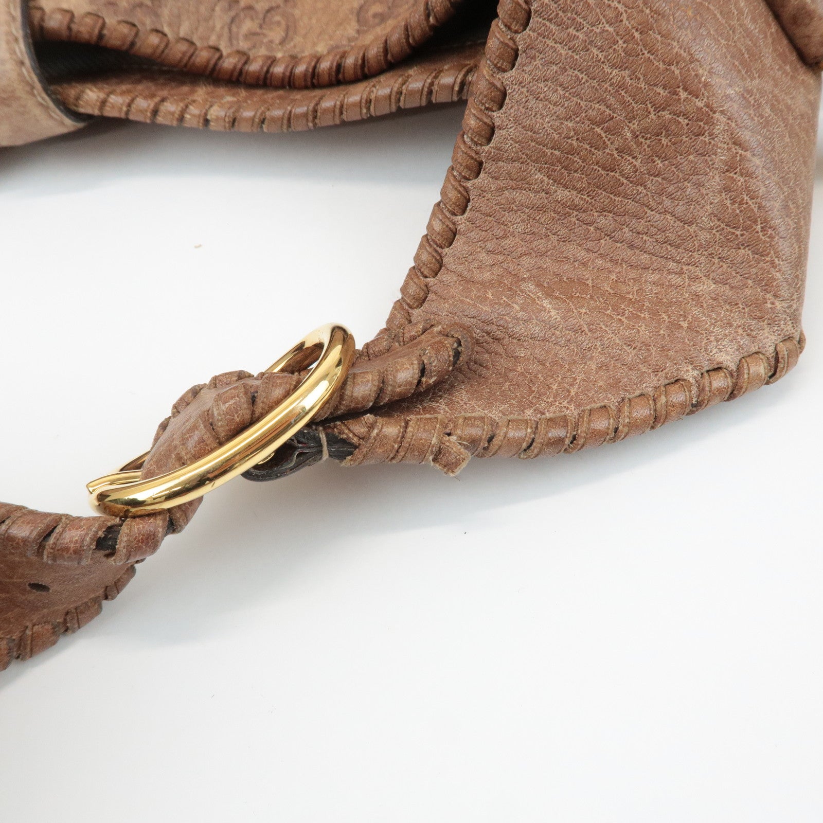 GUCCI New Jackie Bamboo Guccissima Leather Shoulder Bag Brown 218491 Used