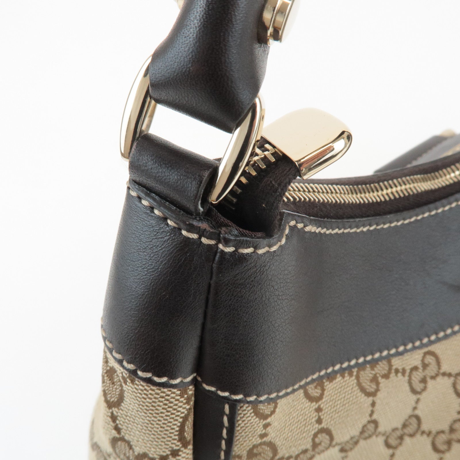 GUCCI Abbey GG Canvas Leather Shoulder Bag Hand Bag Beige Brown 189833 Used